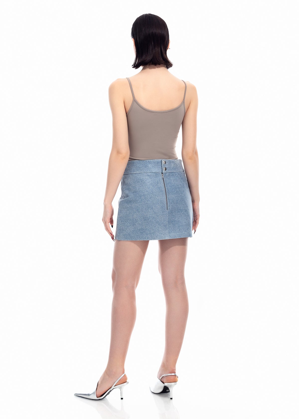 Denim Leather Mini Skirt