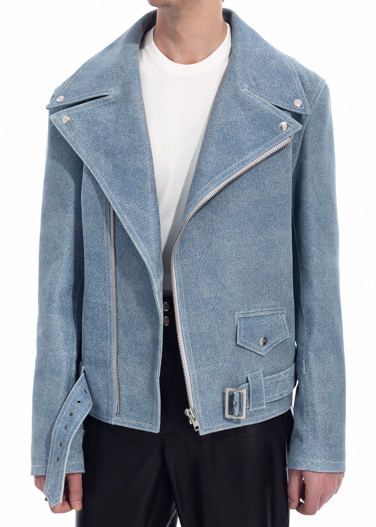 Denim Leather Biker Jacket