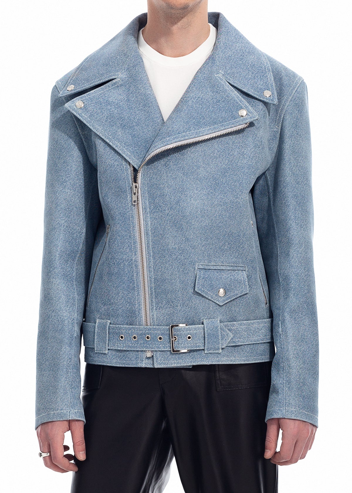 Denim Leather Biker Jacket