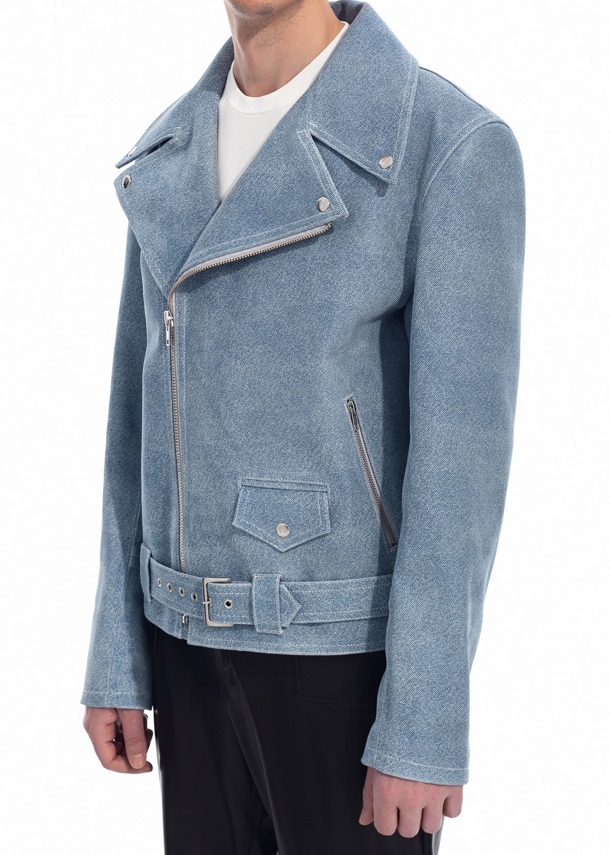 Denim Leather Biker Jacket