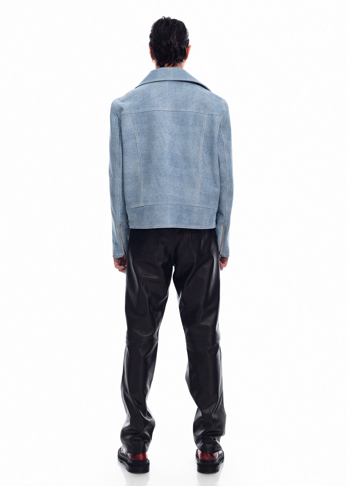 Denim Leather Biker Jacket