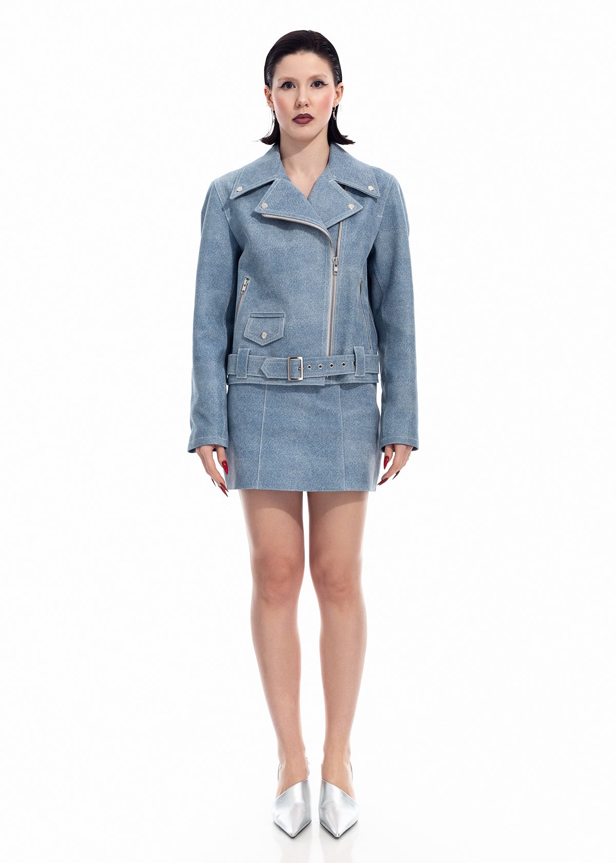 Denim Leather Biker Jacket