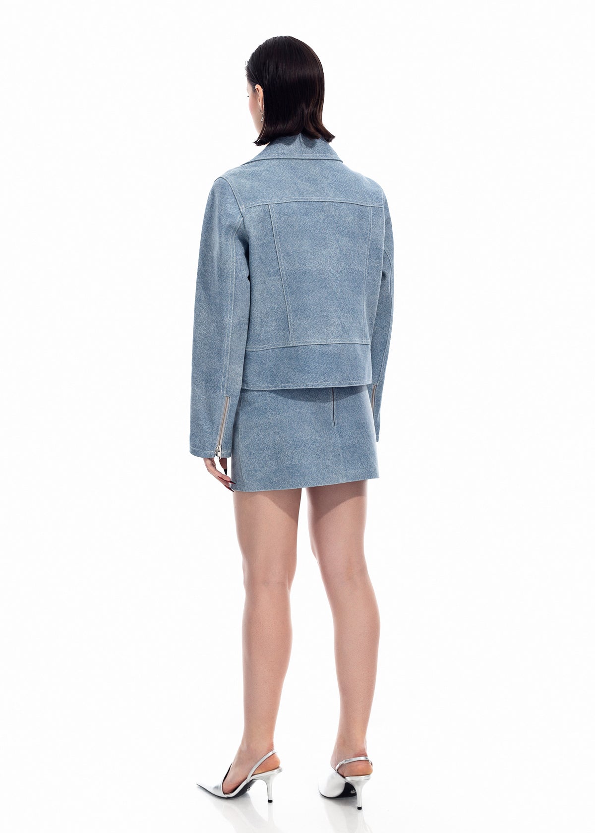 Denim Leather Biker Jacket