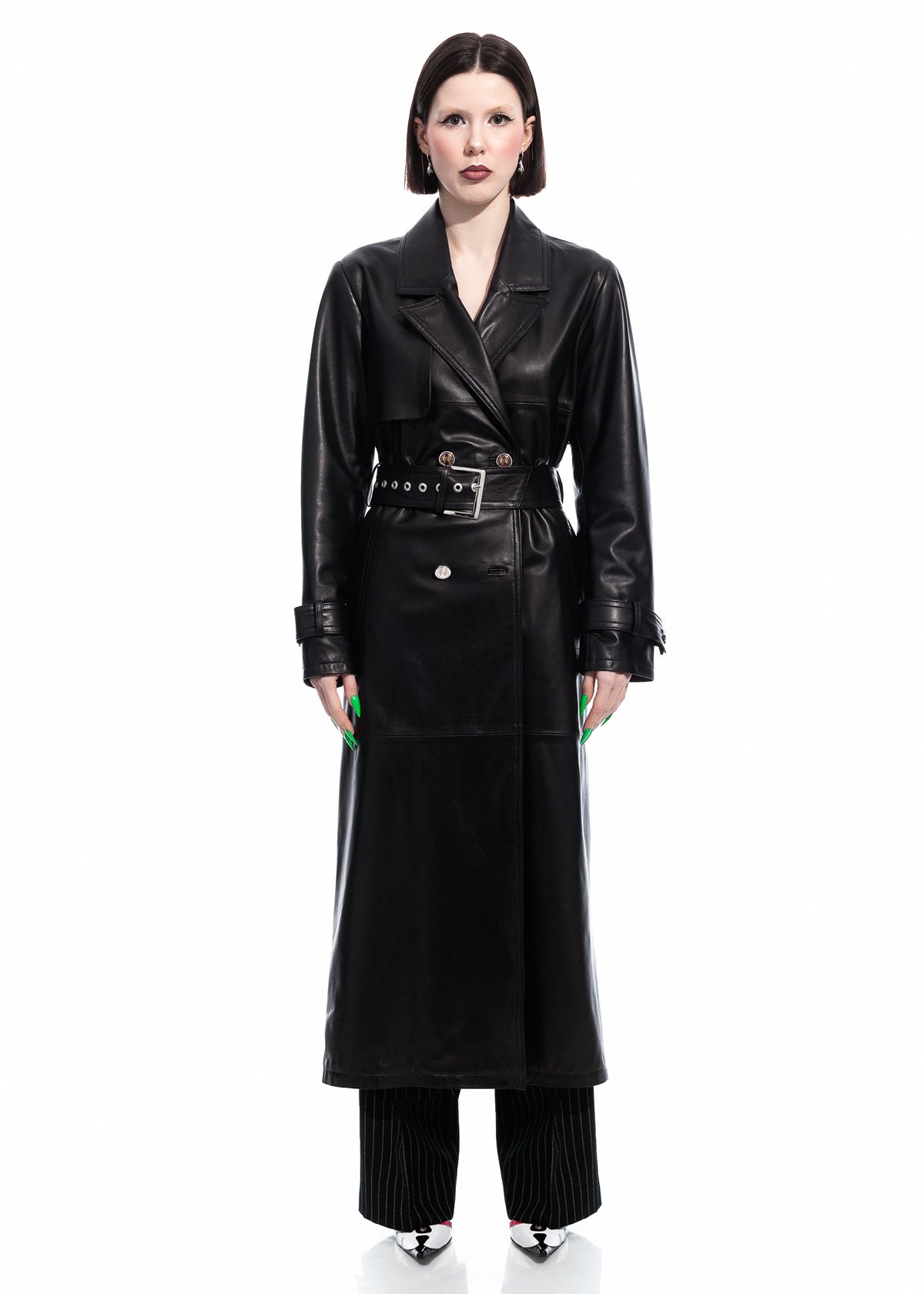 Black Nappa Trench Coat