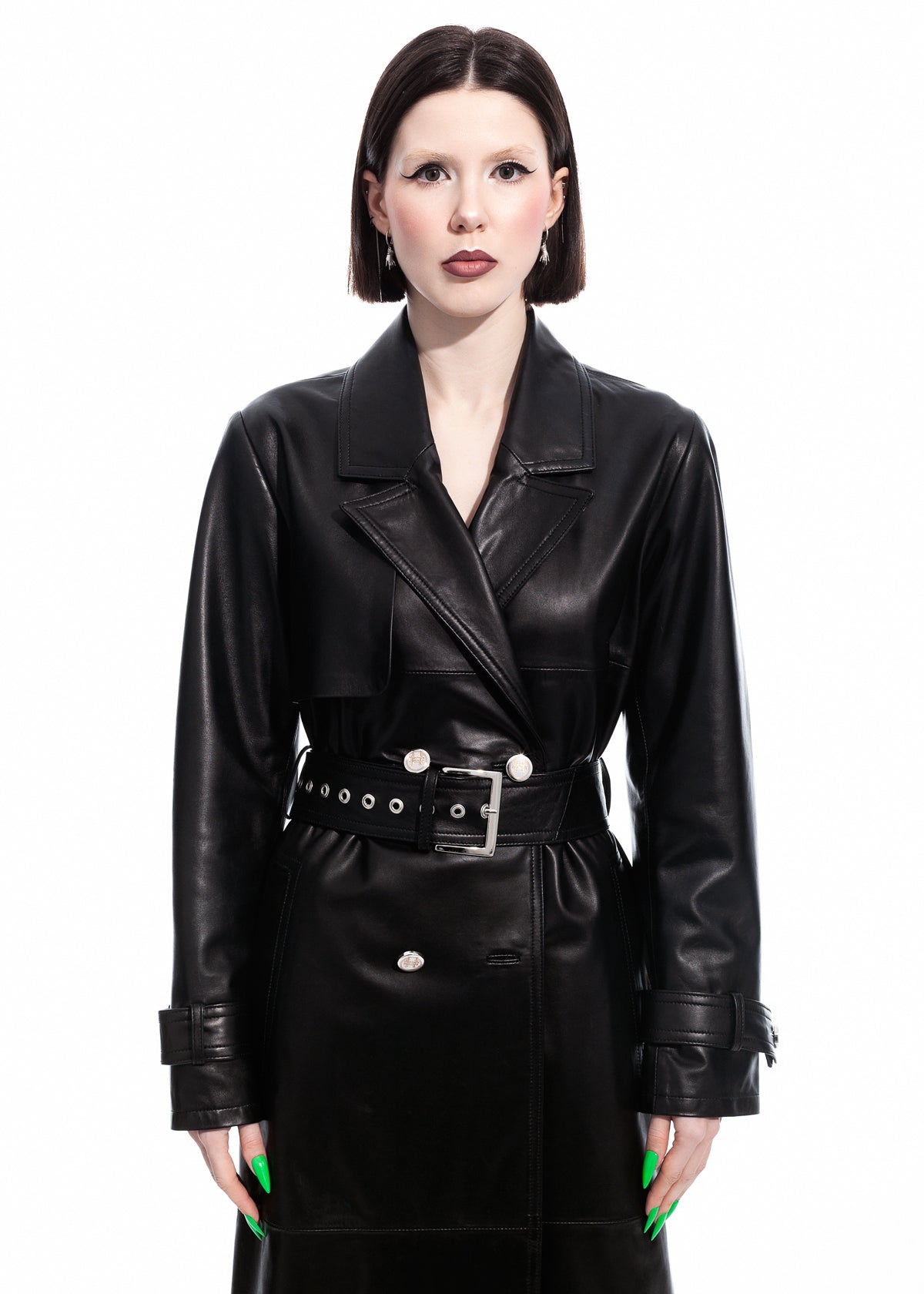 Black Nappa Trench Coat