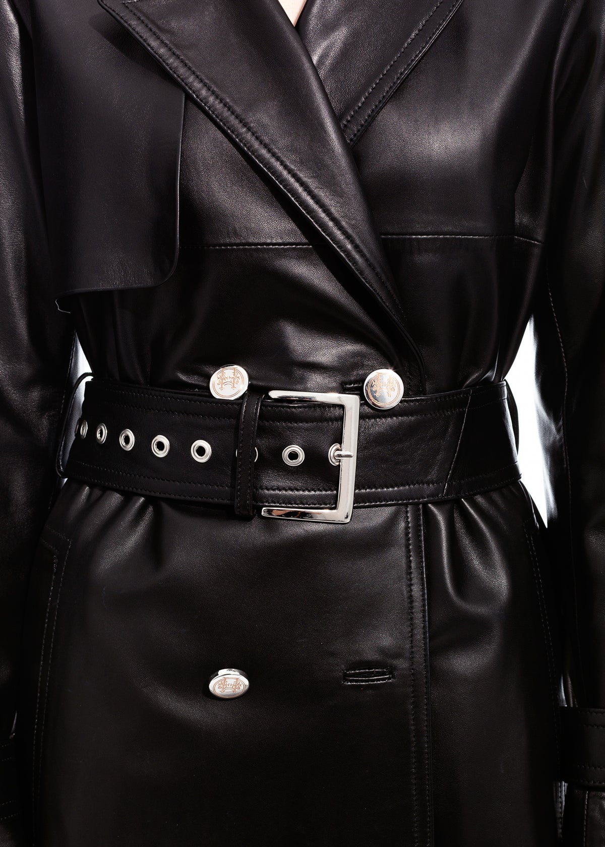 Black Nappa Trench Coat