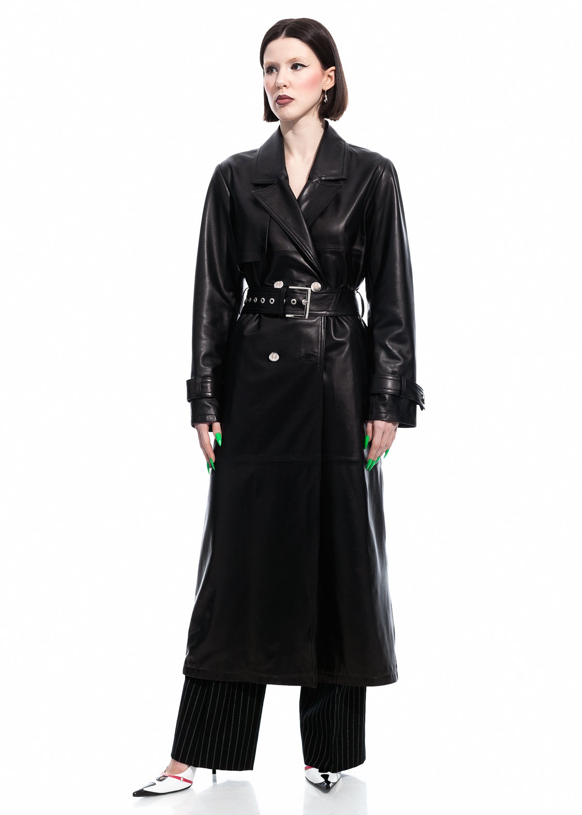 Black Nappa Trench Coat