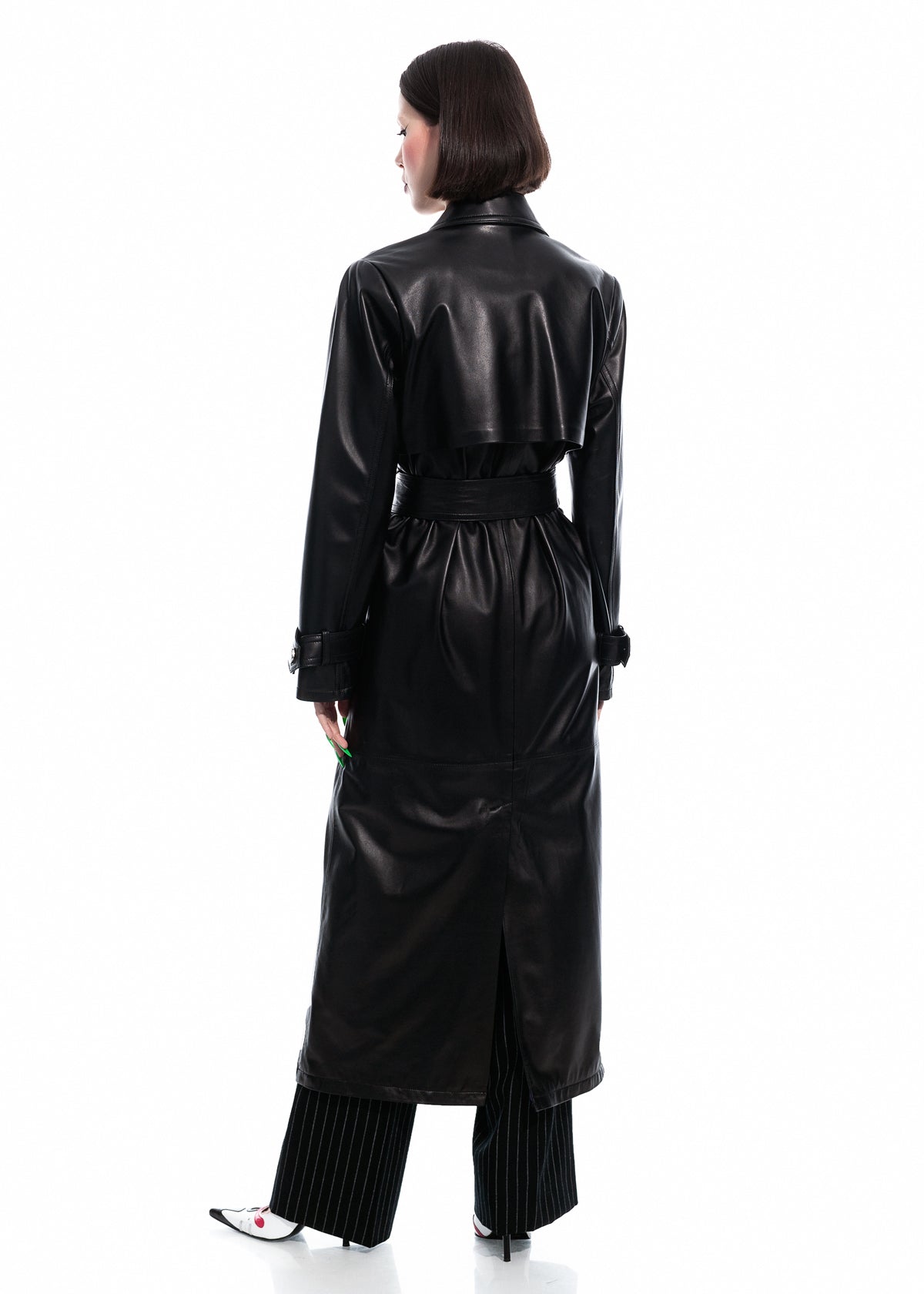 Black Nappa Trench Coat
