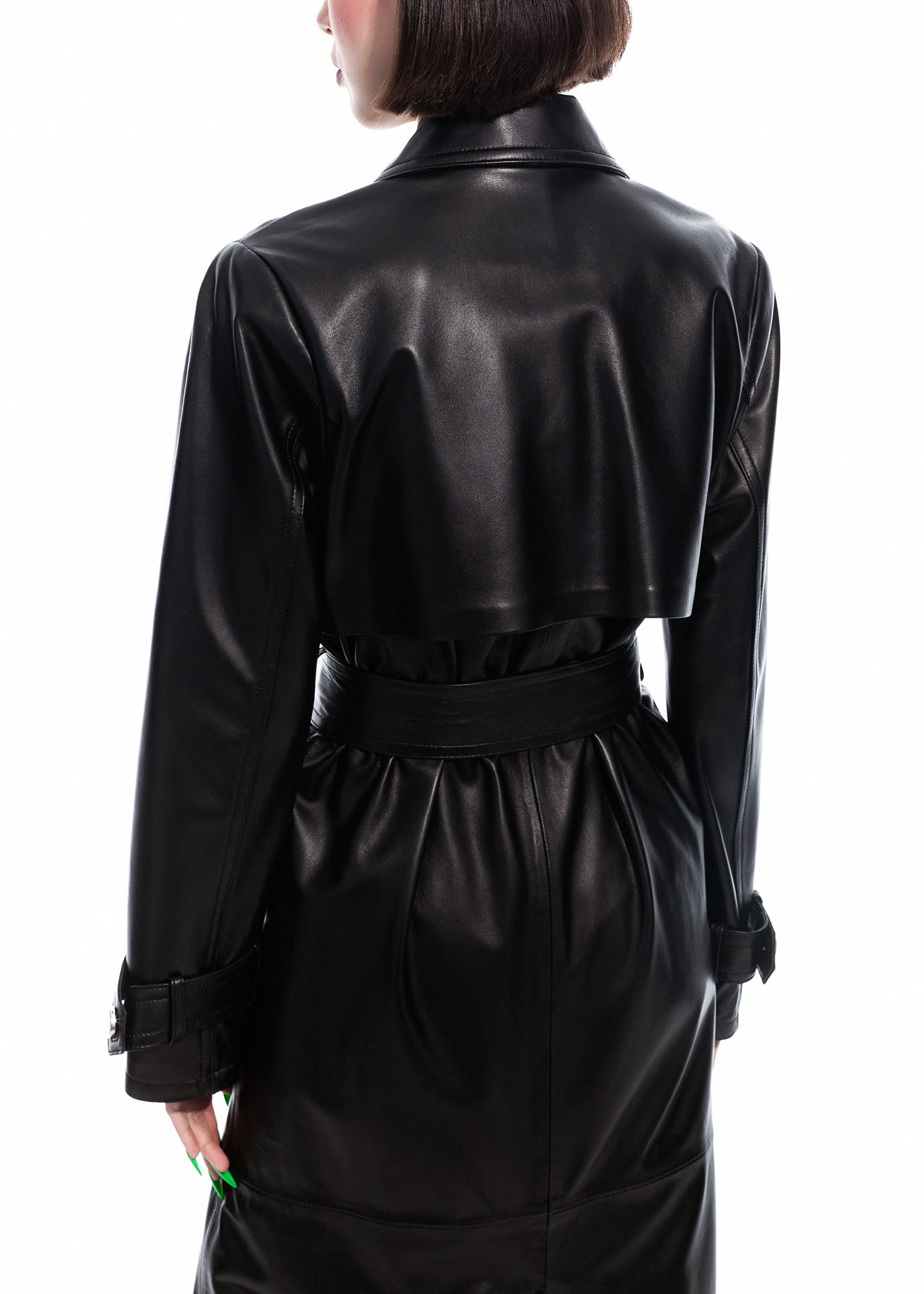 Black Nappa Trench Coat