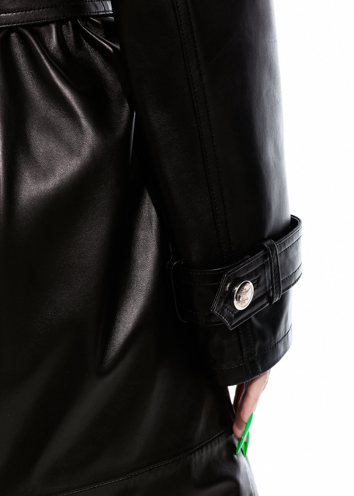 Black Nappa Trench Coat