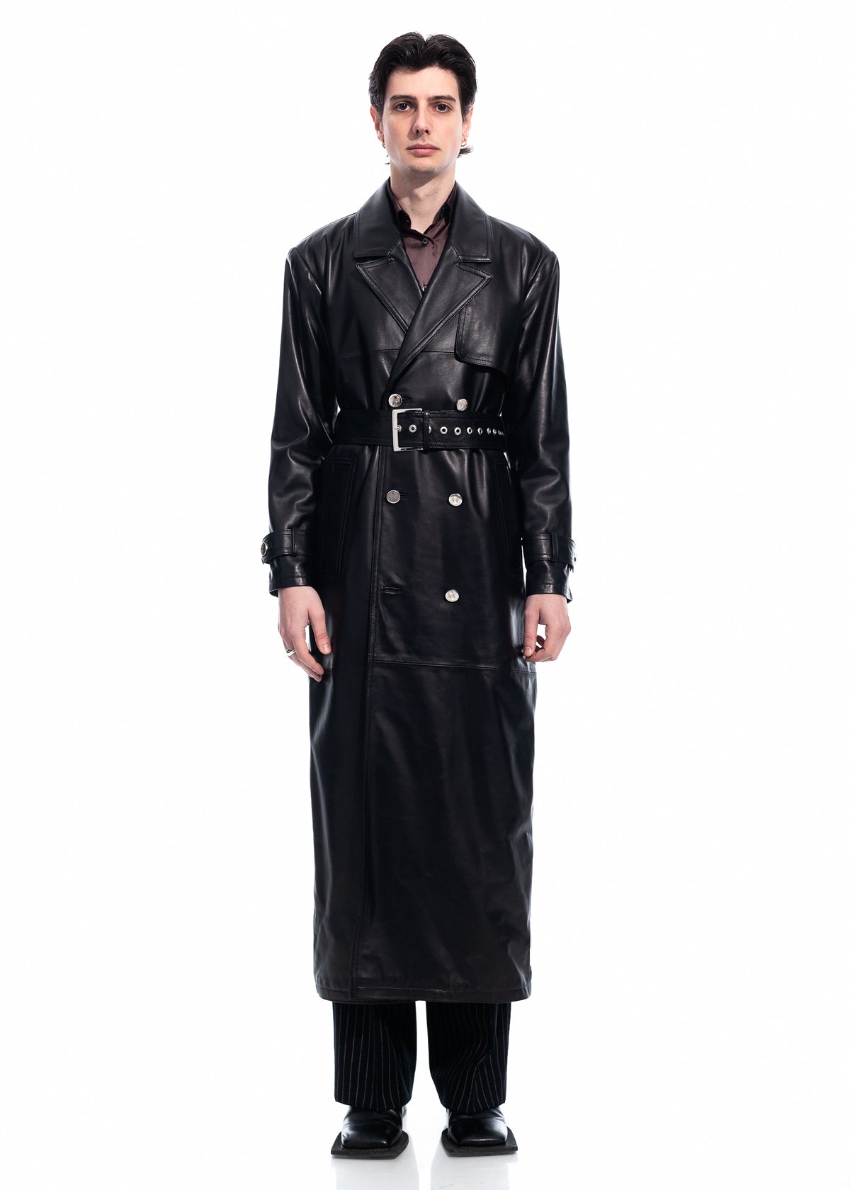 Black Nappa Trench Coat