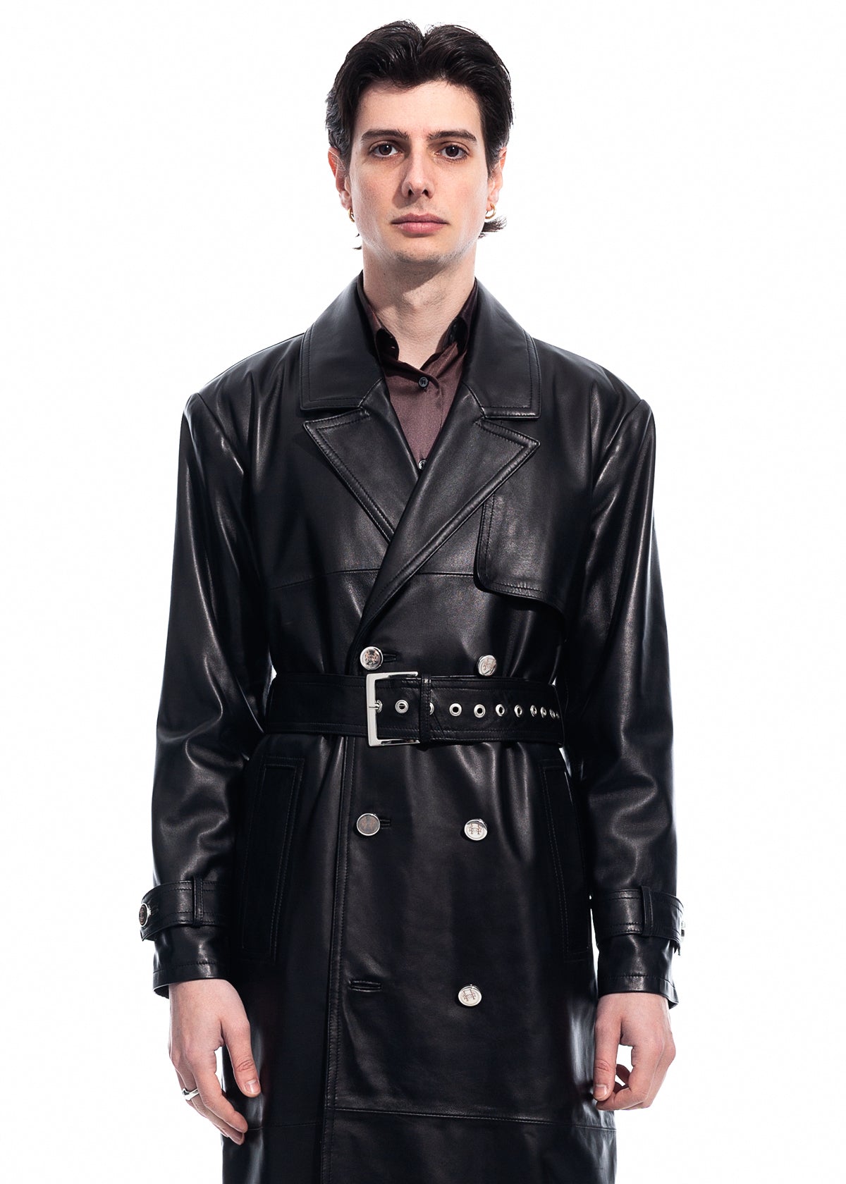 Black Nappa Trench Coat