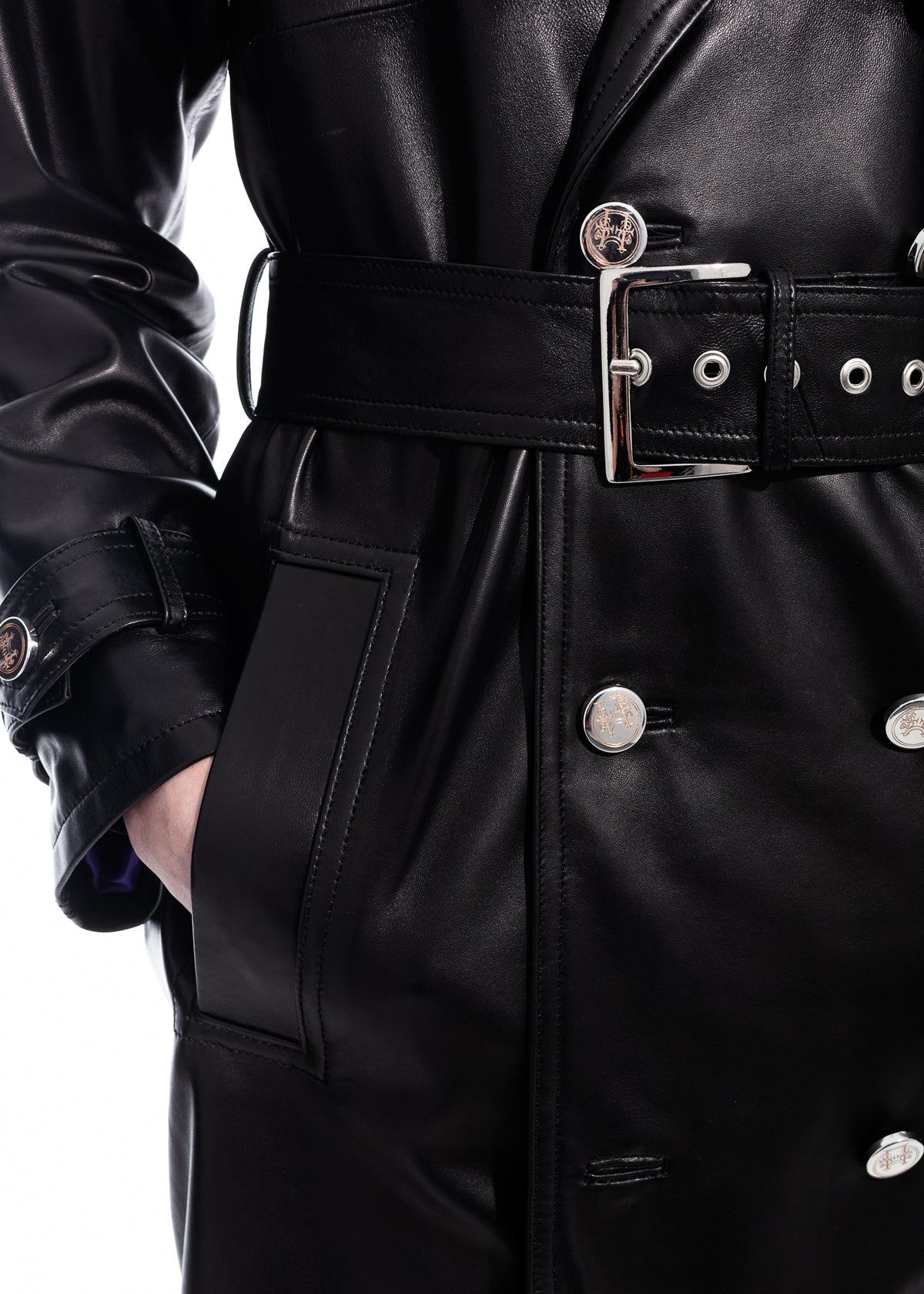Black Nappa Trench Coat