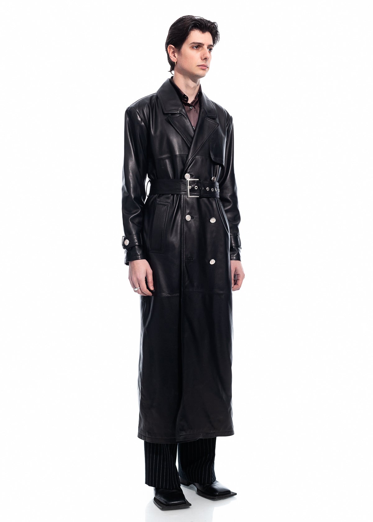 Black Nappa Trench Coat