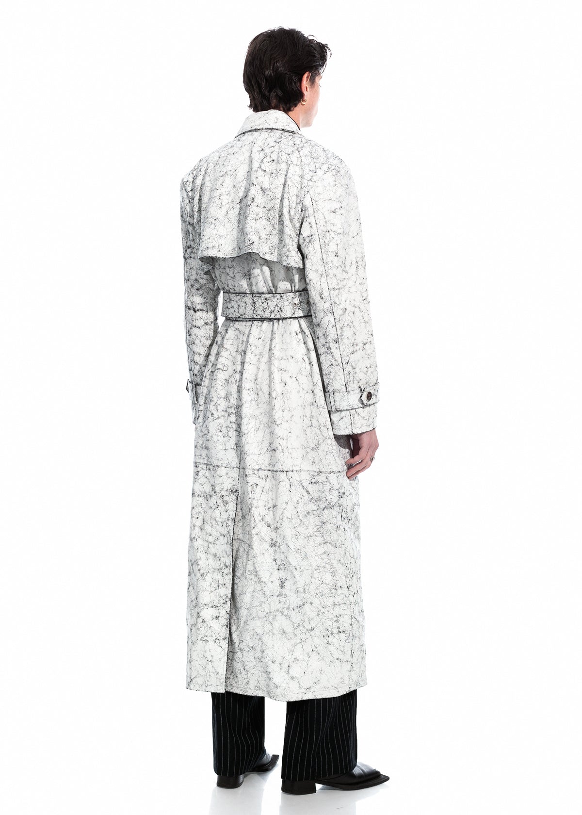 White Cracked On Nappa Trench Coat