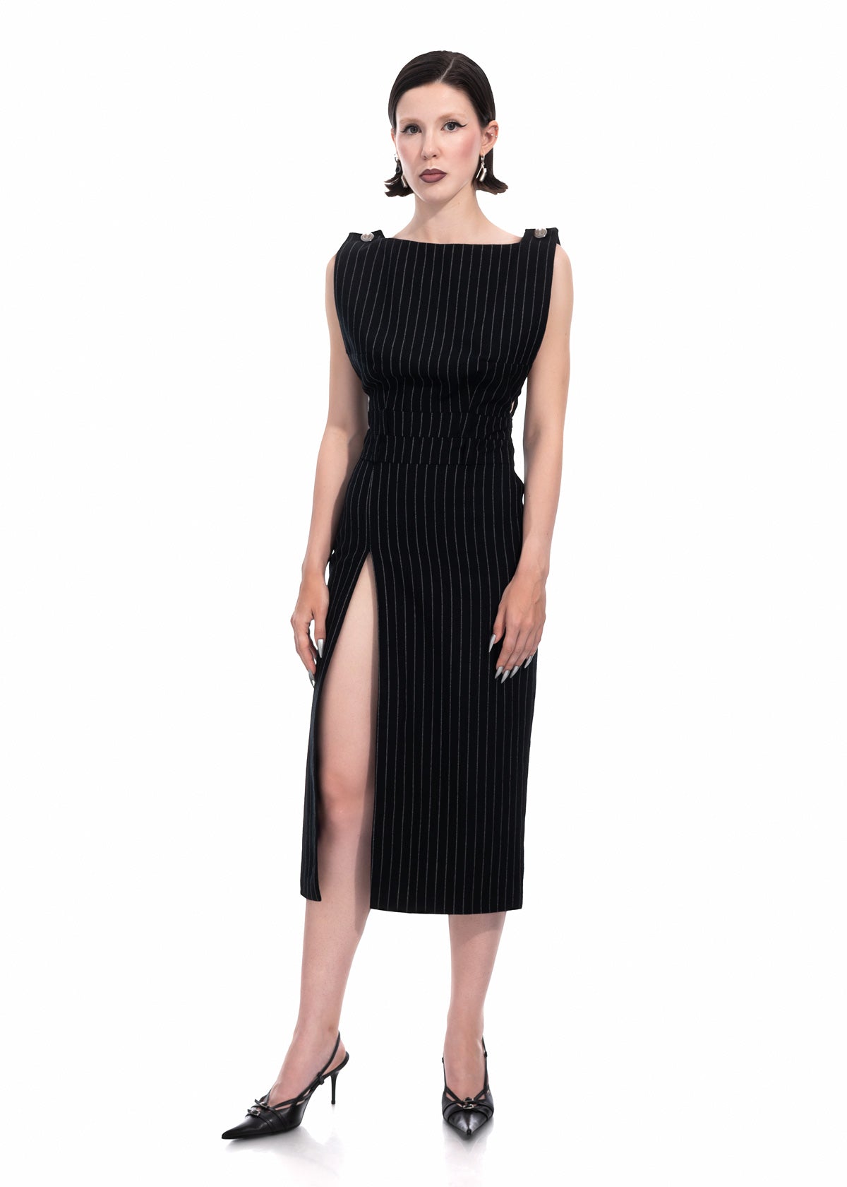 Pinstripe Midi Dress