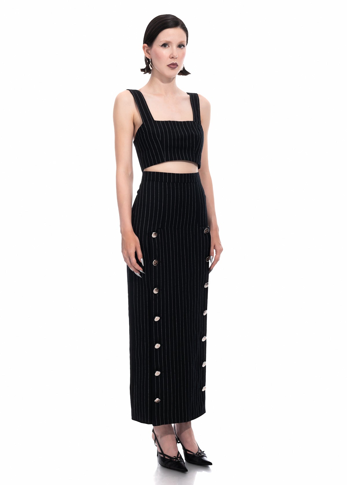 Pinstripe Maxi Skirt