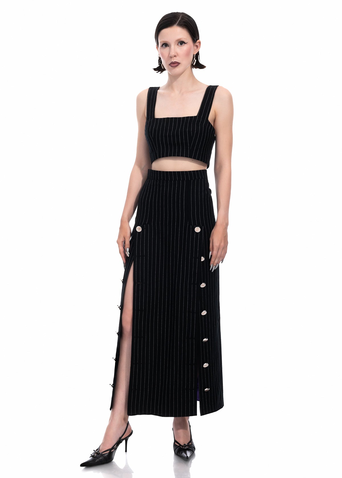 Pinstripe Maxi Skirt