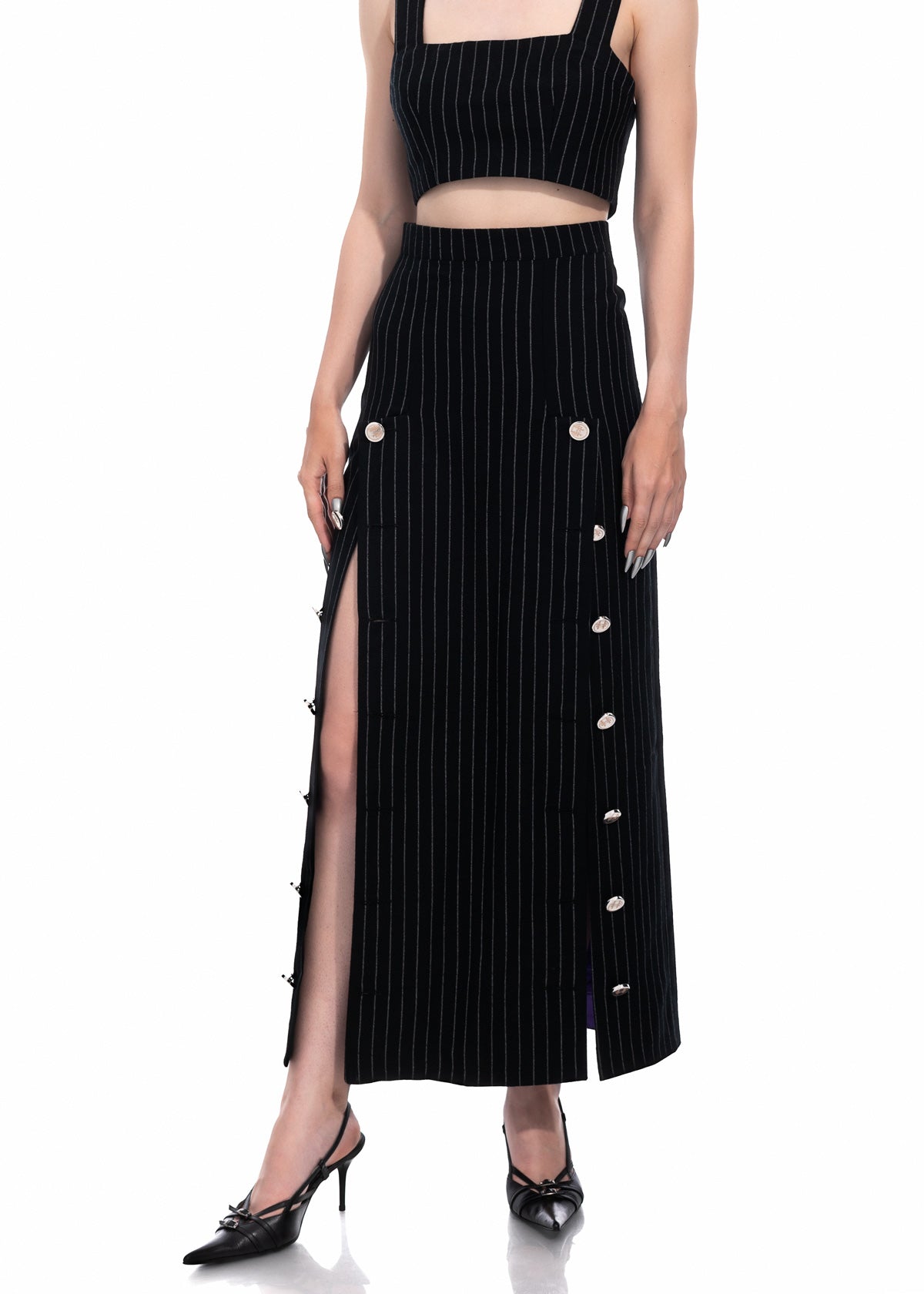 Pinstripe Maxi Skirt