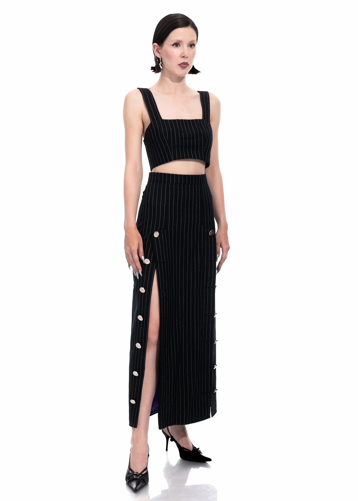 Pinstripe Maxi Skirt