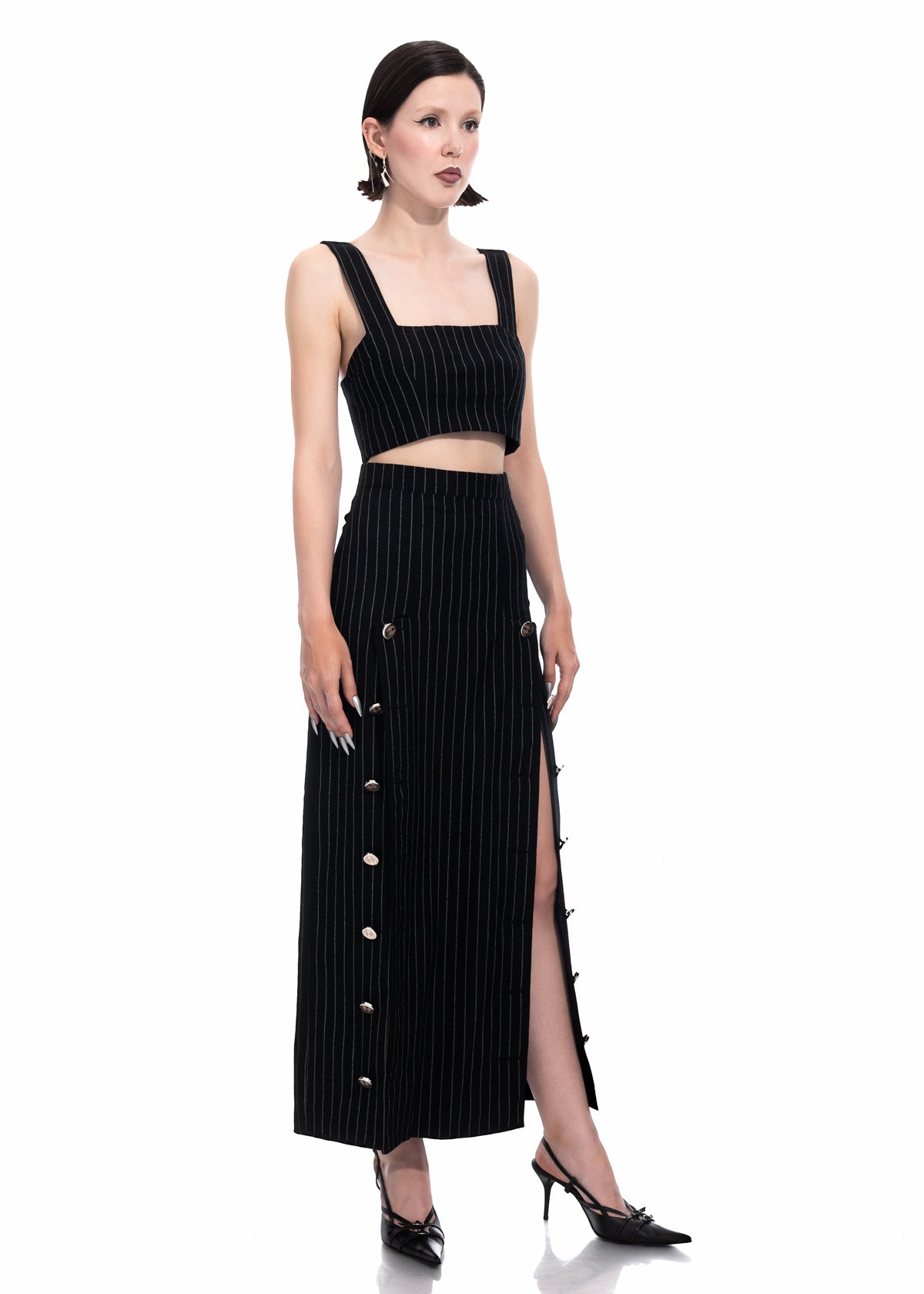 Pinstripe Maxi Skirt