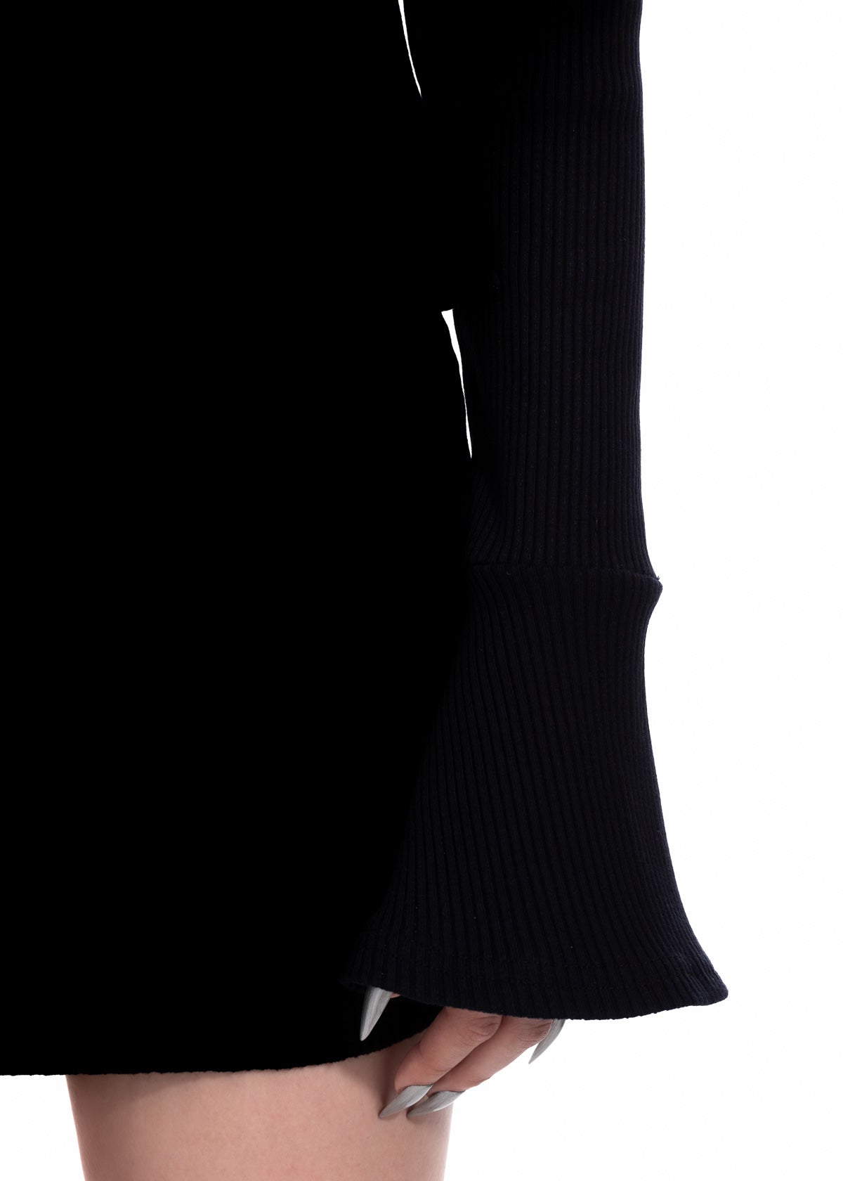 Black Ribbed-Knit Deux Piece Set
