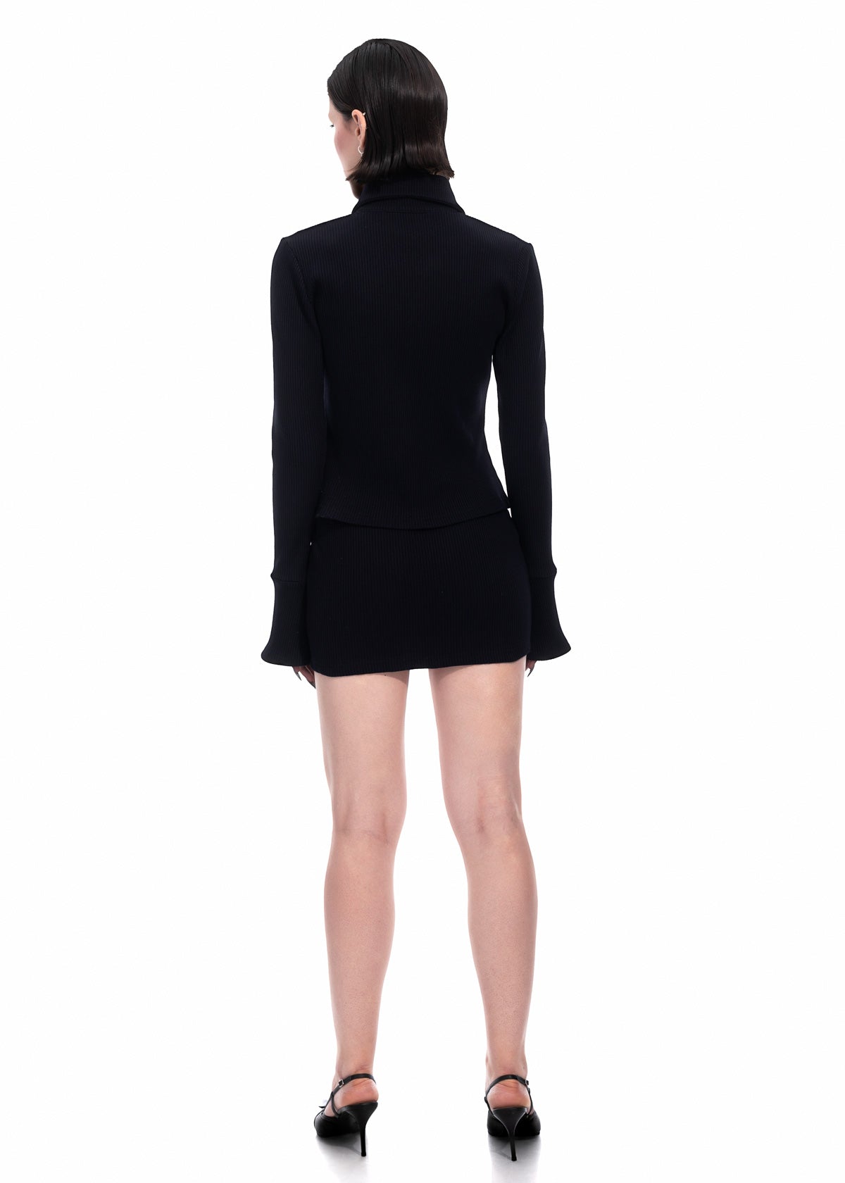 Black Ribbed-Knit Deux Piece Set