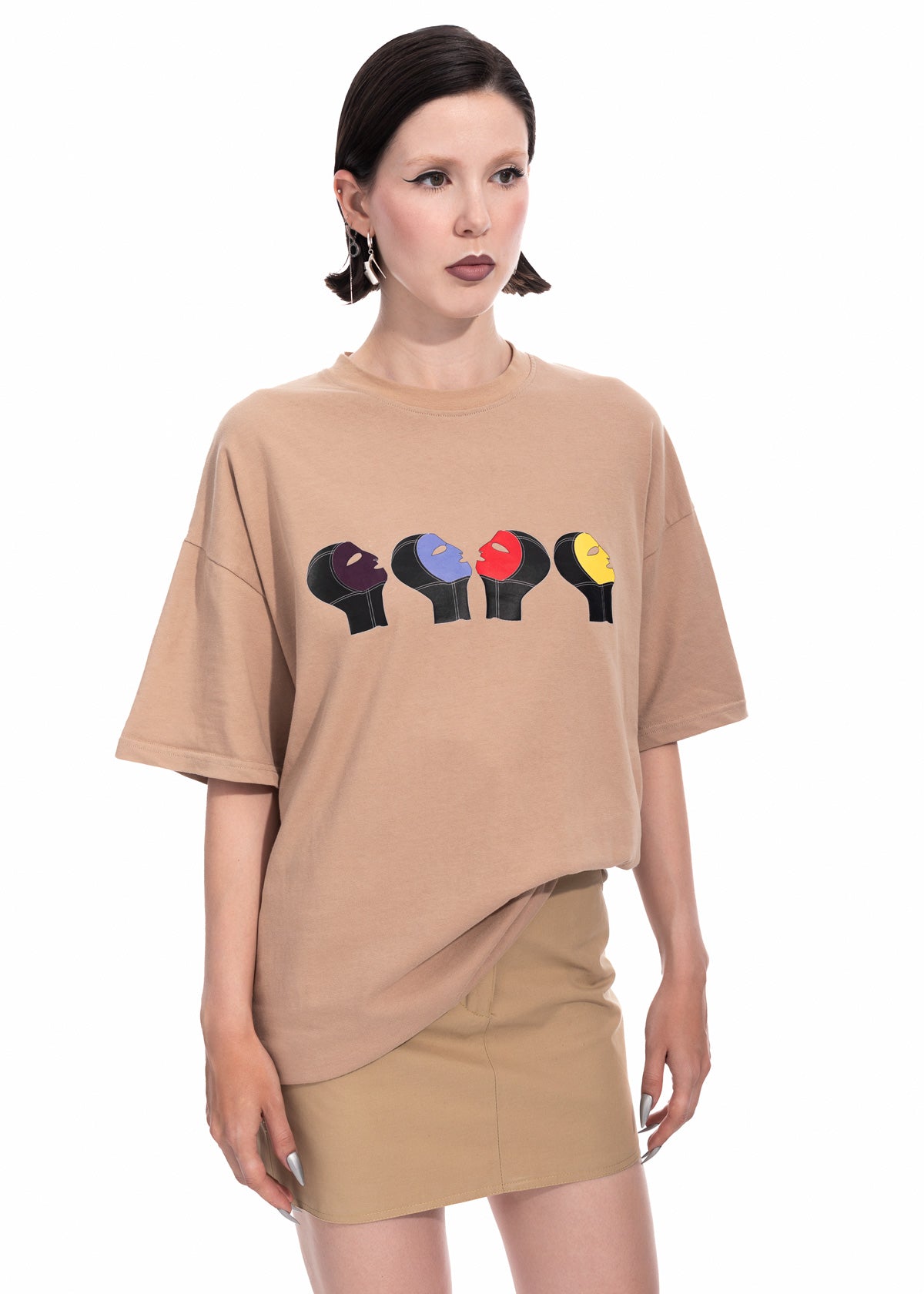 Family Portrait T-shirt in Beige Organic Cotton