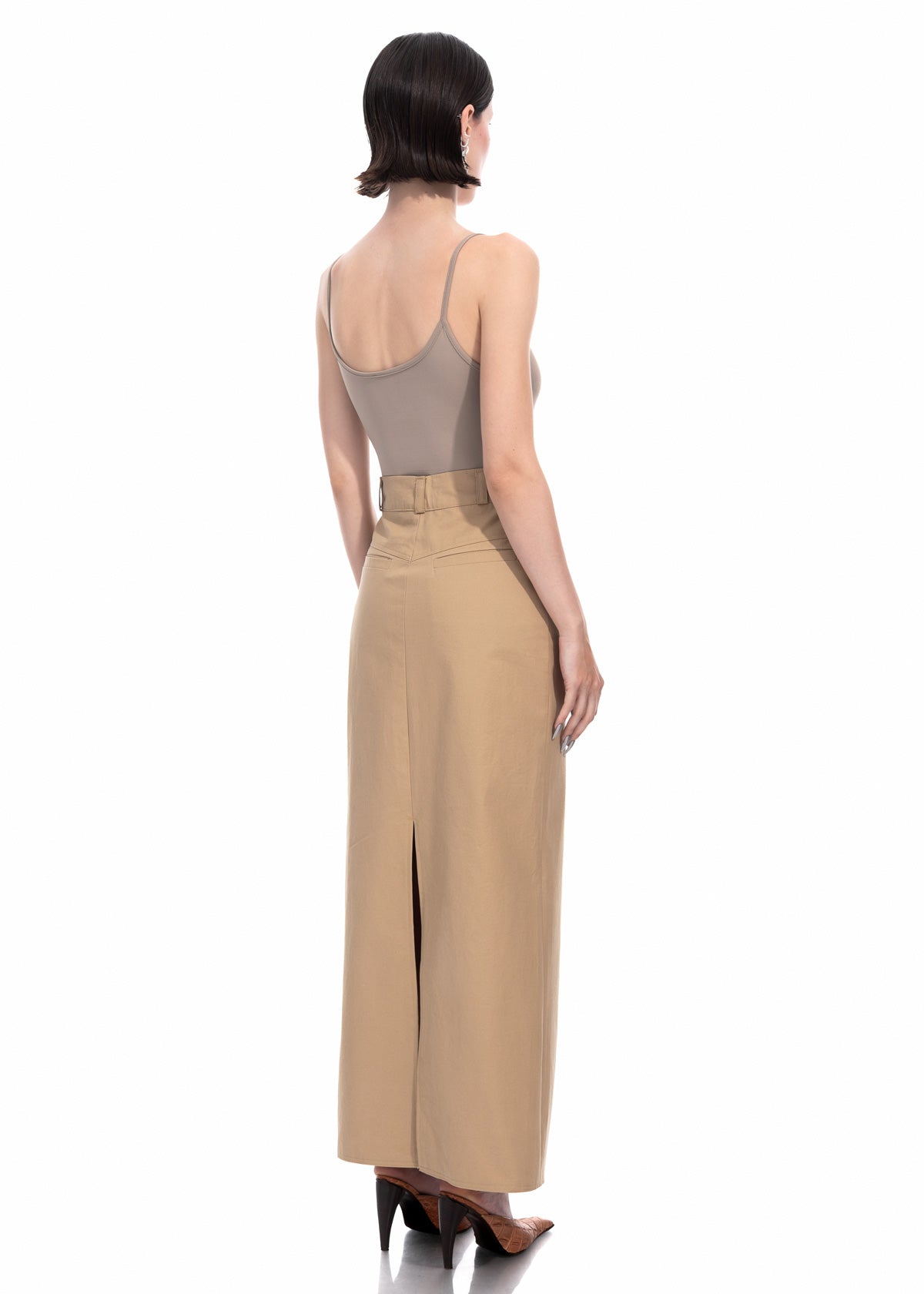 Beige Gabardine Maxi Skirt