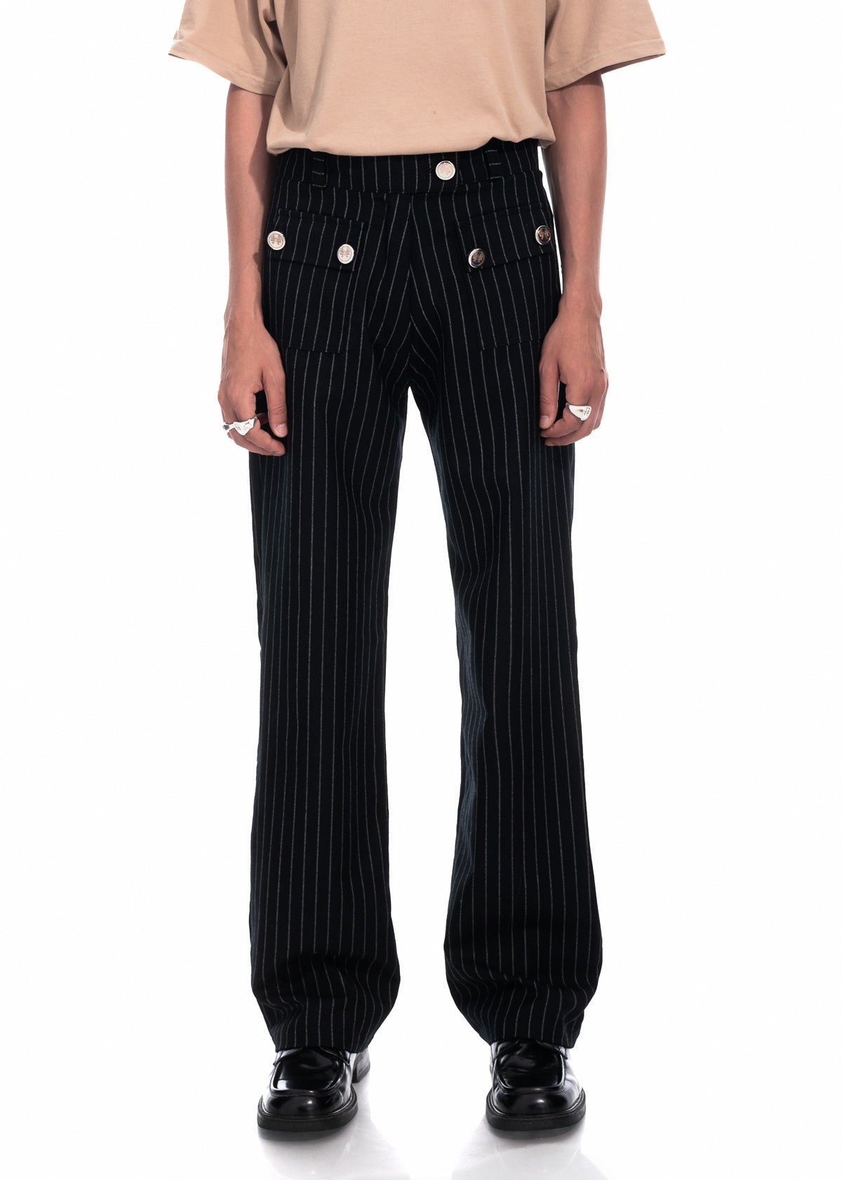 Pinstripe Wide Leg Trousers