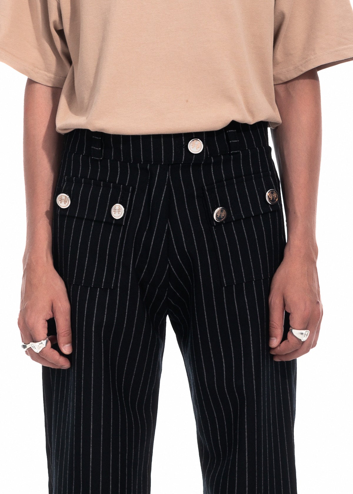 Pinstripe Wide Leg Trousers