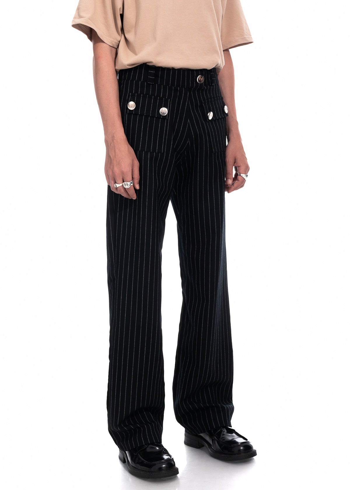 Pinstripe Wide Leg Trousers