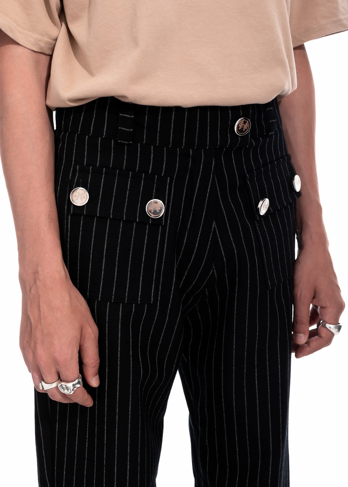 Pinstripe Wide Leg Trousers