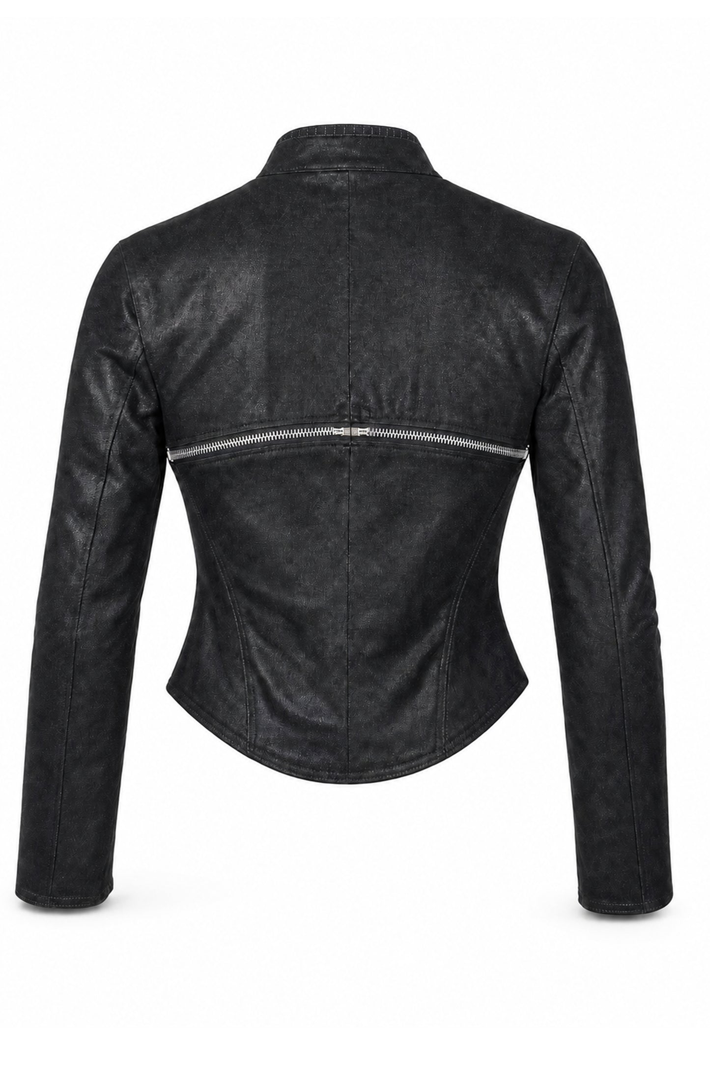 Hand-Varnished Denim Zip Jacket