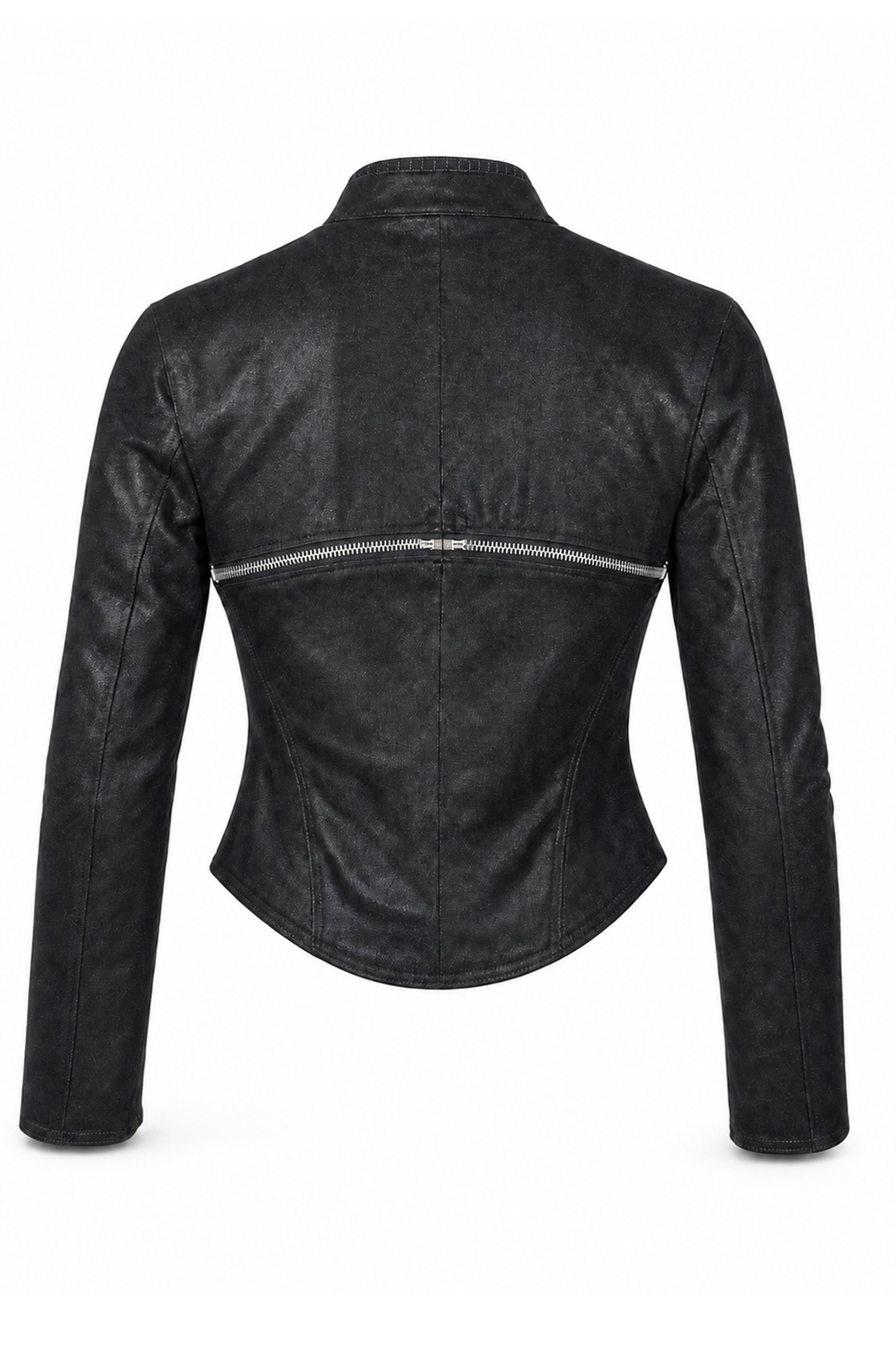 Hand-Varnished Denim Zip Jacket