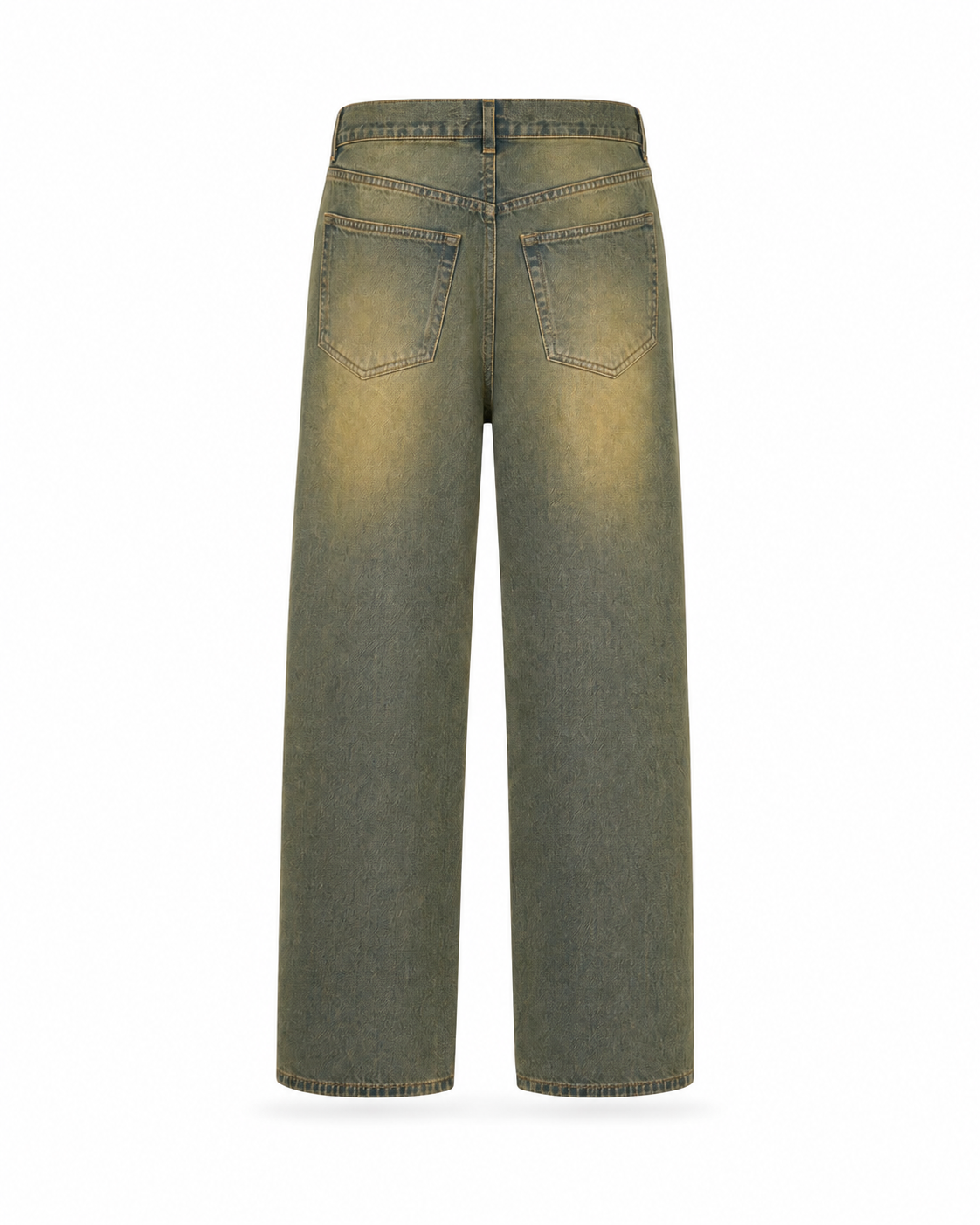 Washed Organic Cotton Wide-Leg Jeans Yellow Green