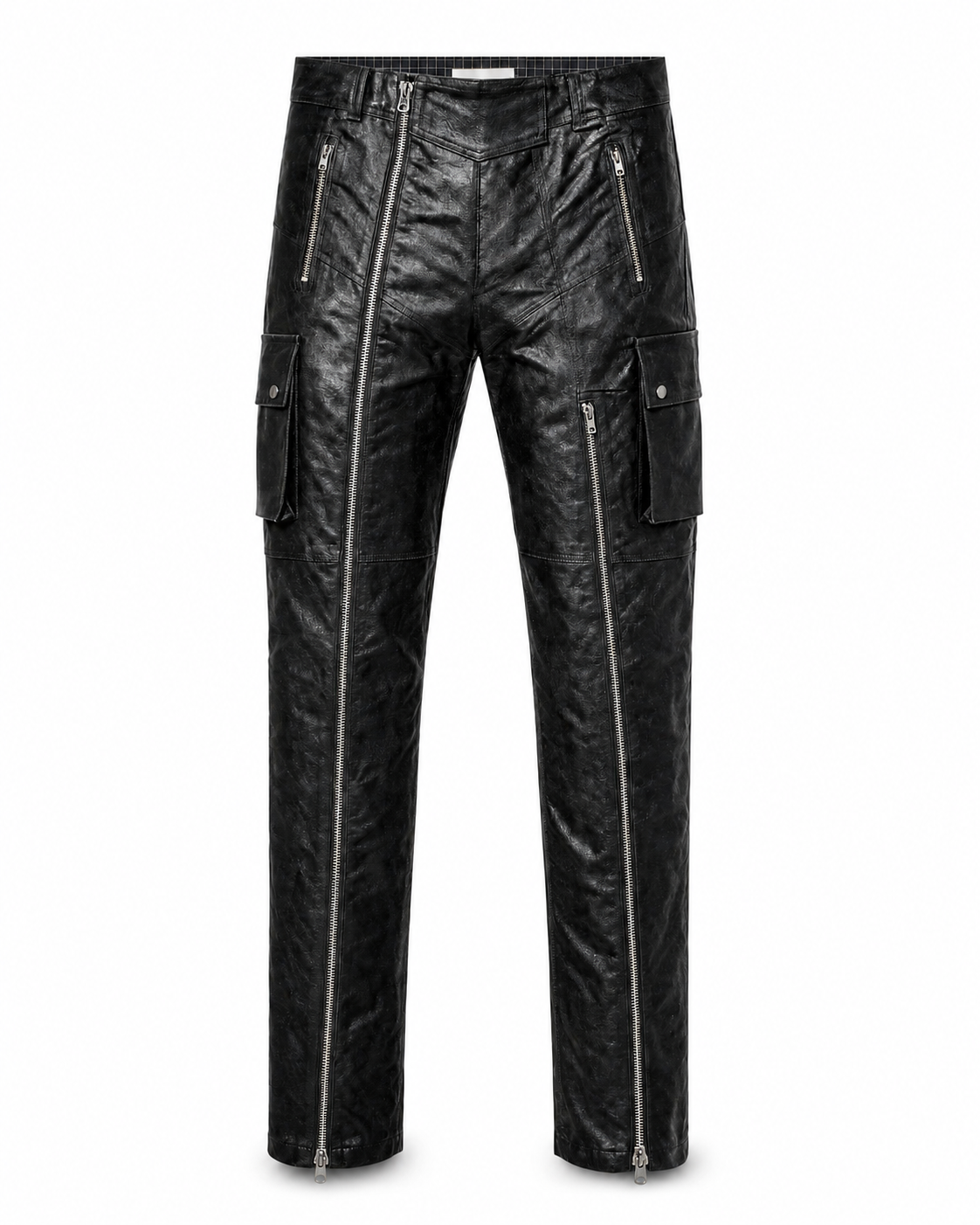 Hand-Varnished Denim Cargo Trousers