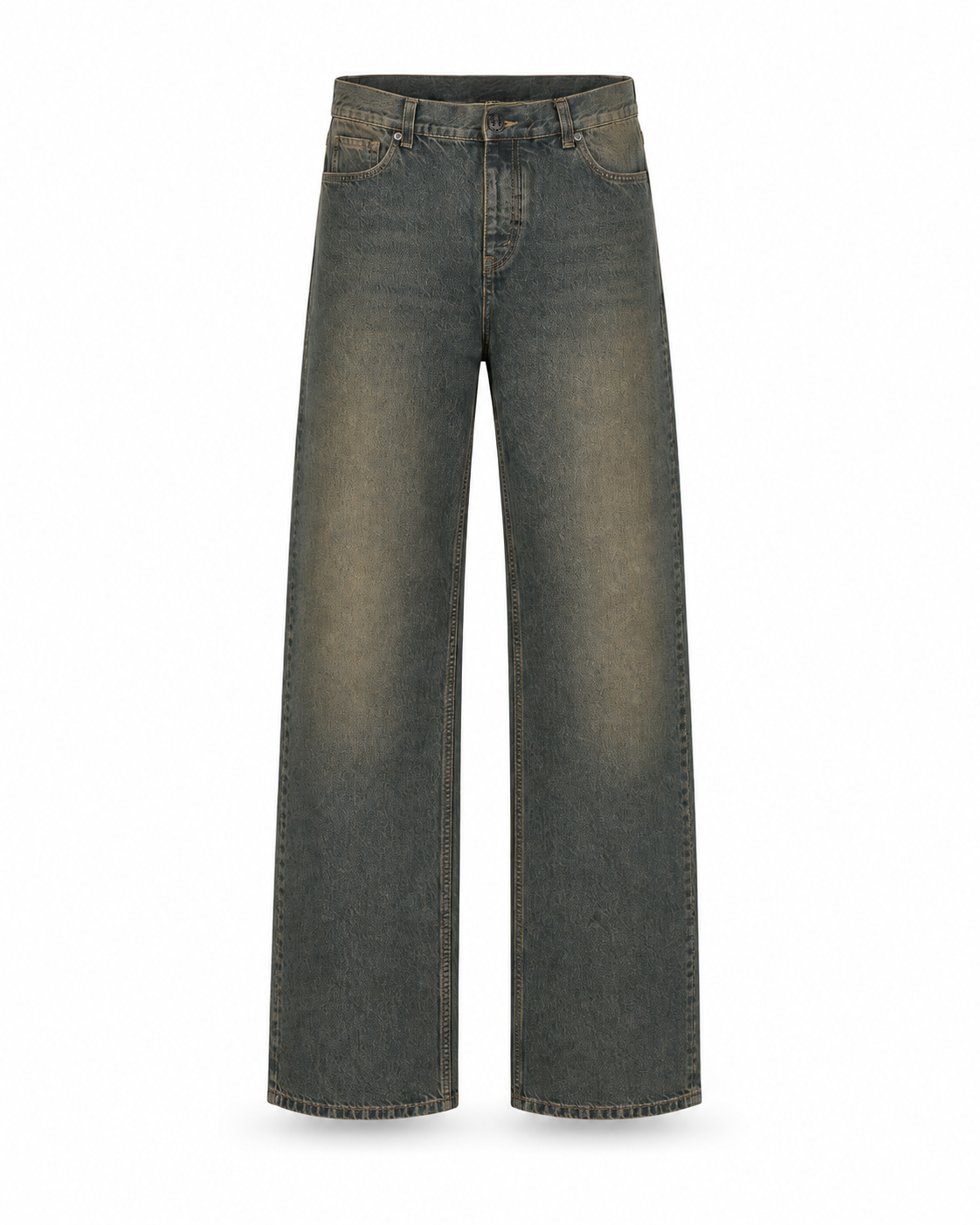Washed Organic Cotton Wide-Leg Jeans Dark Green