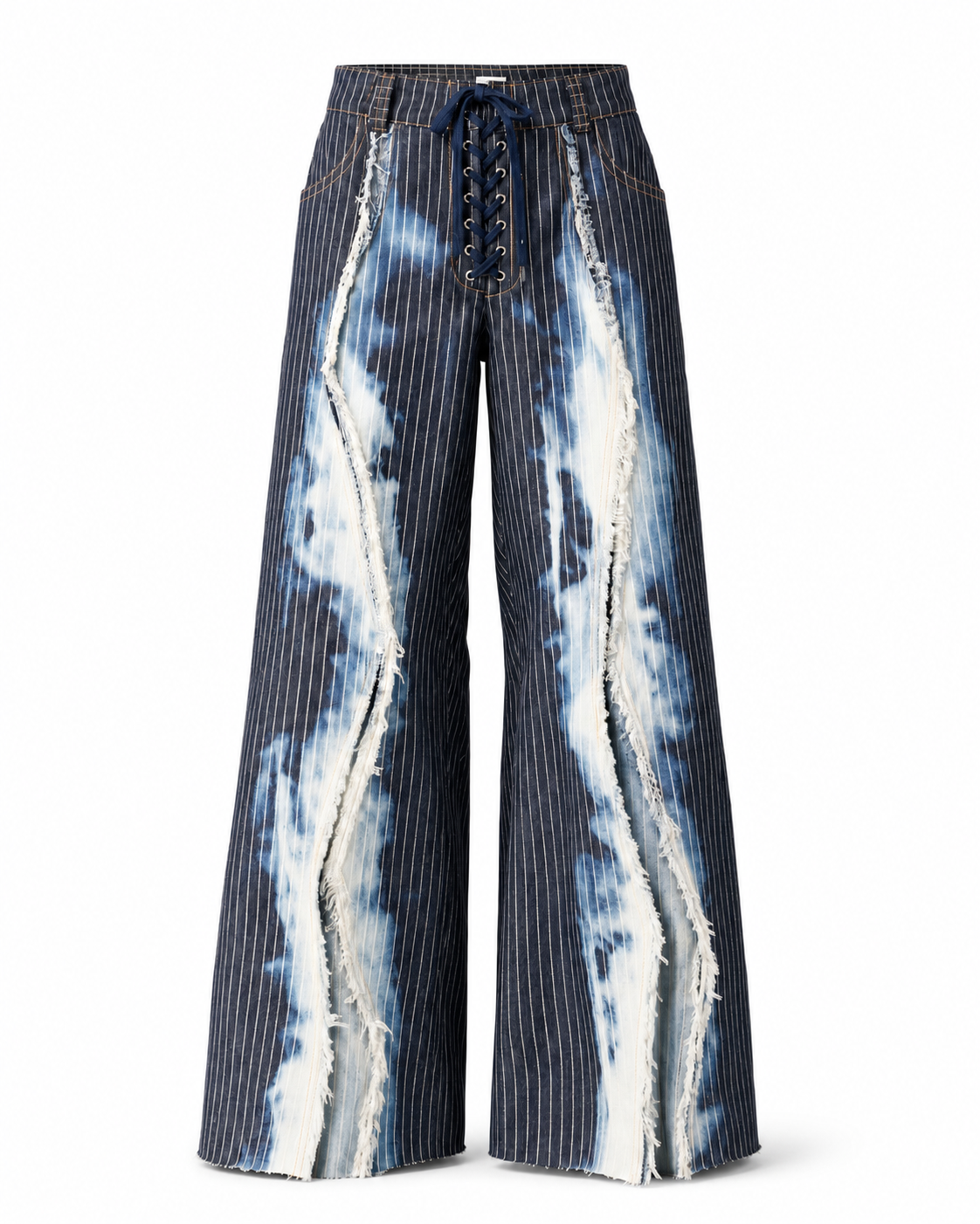 Hand-Bleached Denim Cloud 9 Wide-Leg Zig Zag Cut Trousers