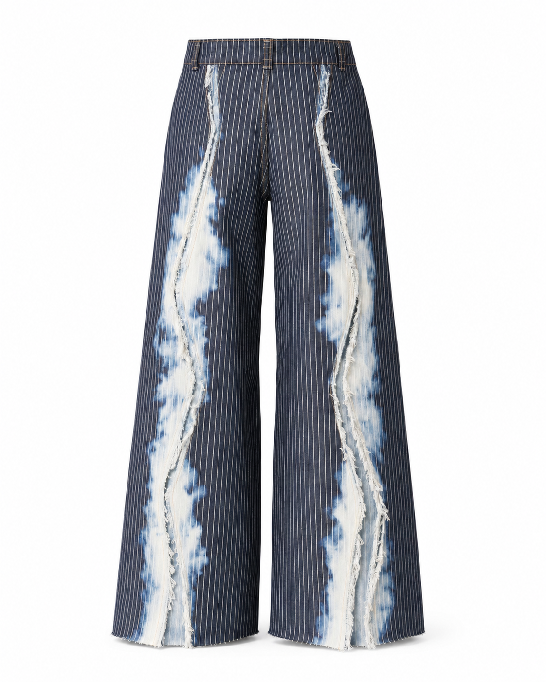 Hand-Bleached Denim Cloud 9 Wide-Leg Zig Zag Cut Trousers