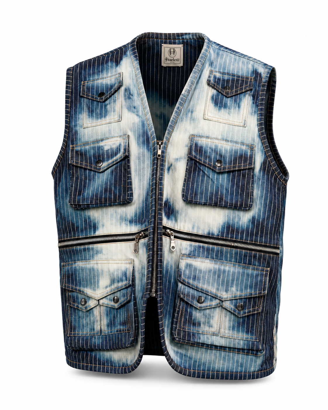 Hand-Bleached Denim Cloud 9 Utility Vest