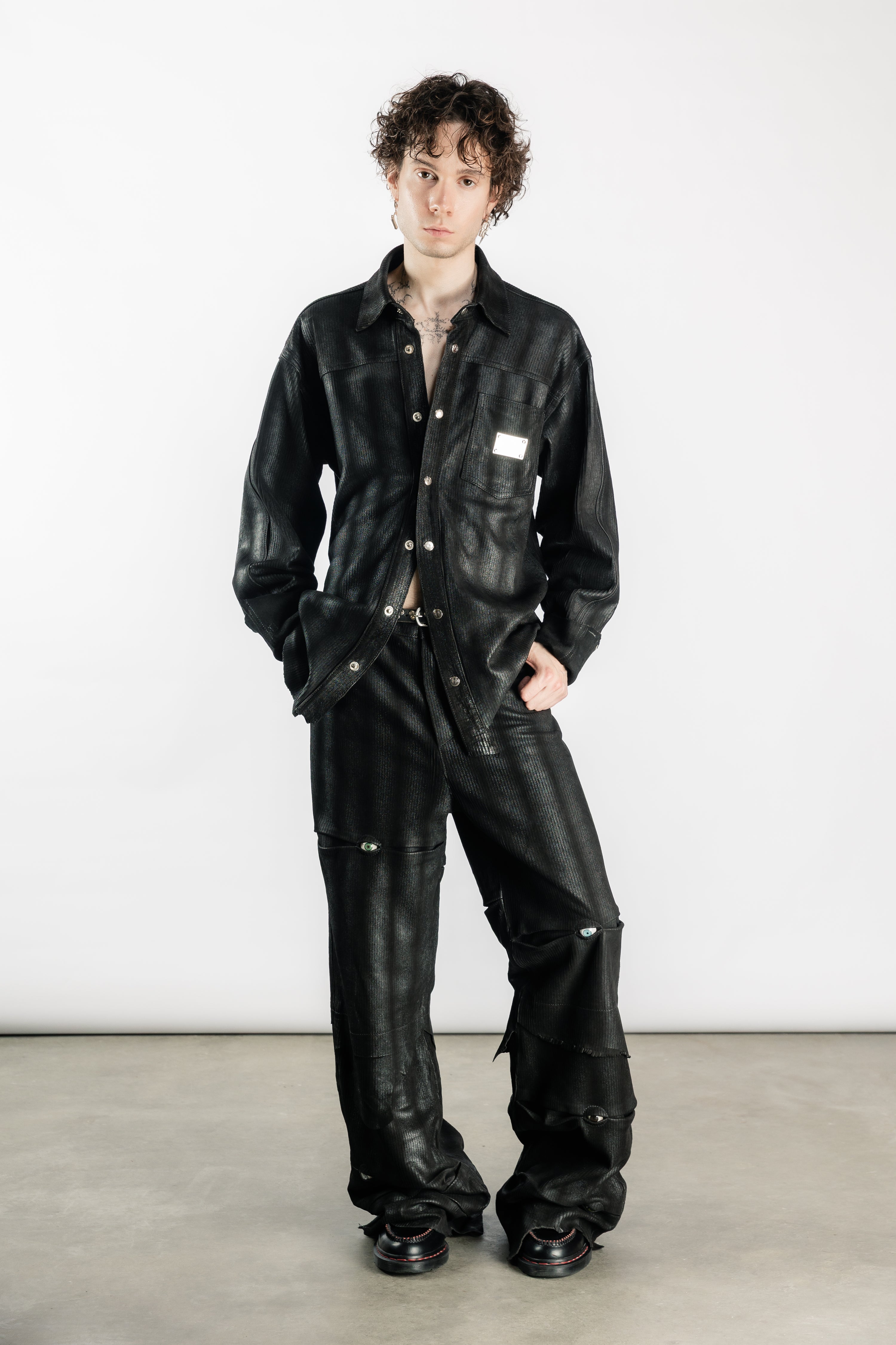 Tearless Black Lamb Leather Eye Trousers