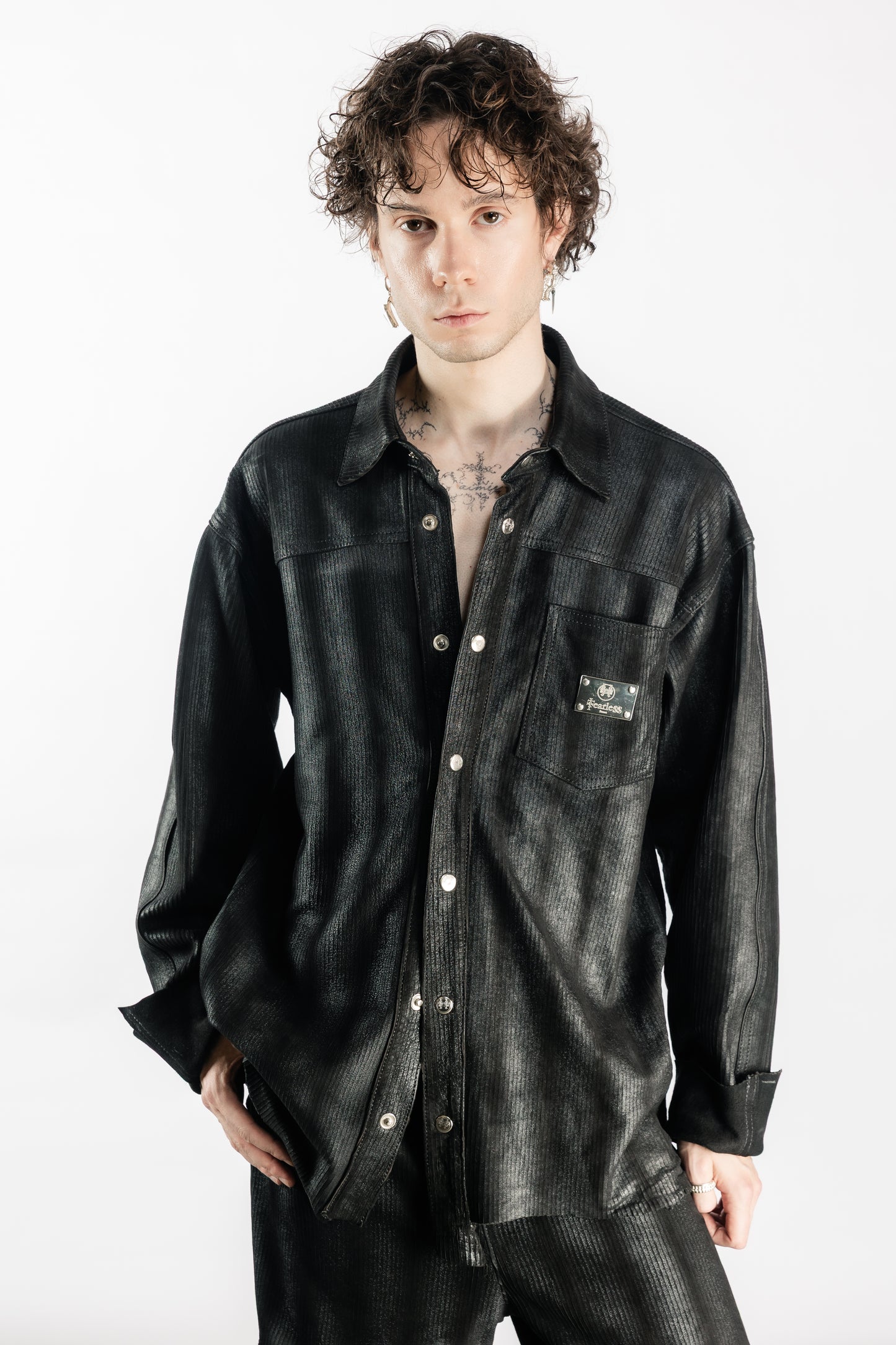 Tearless Black Lamb Leather Shirt