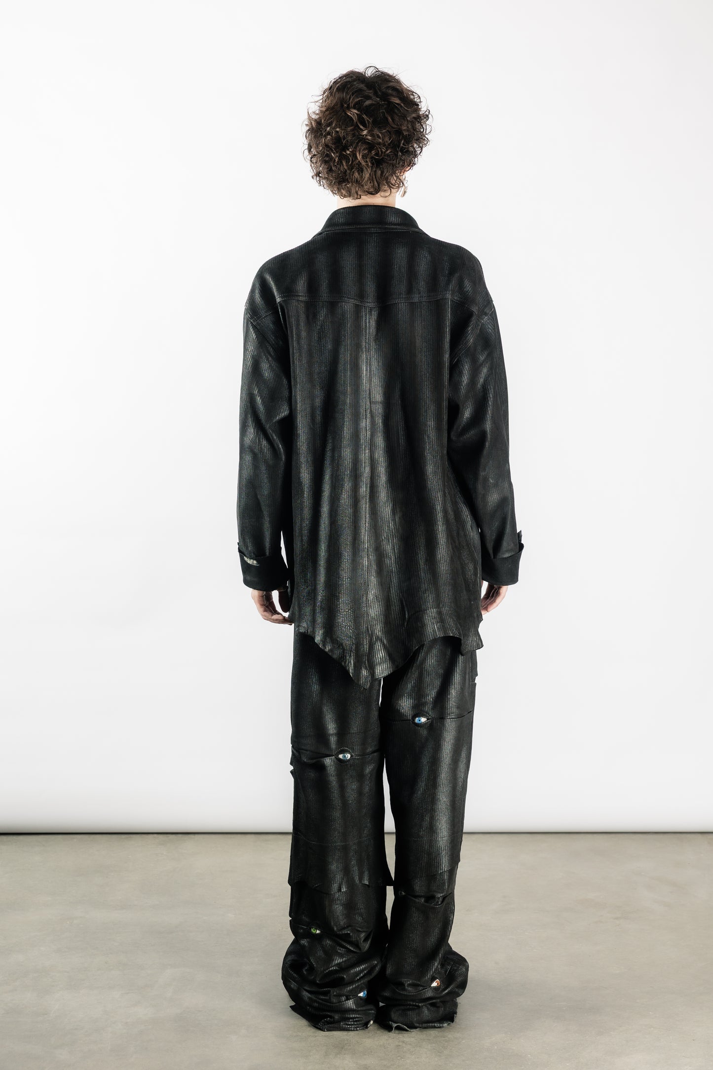 Tearless Black Lamb Leather Eye Trousers