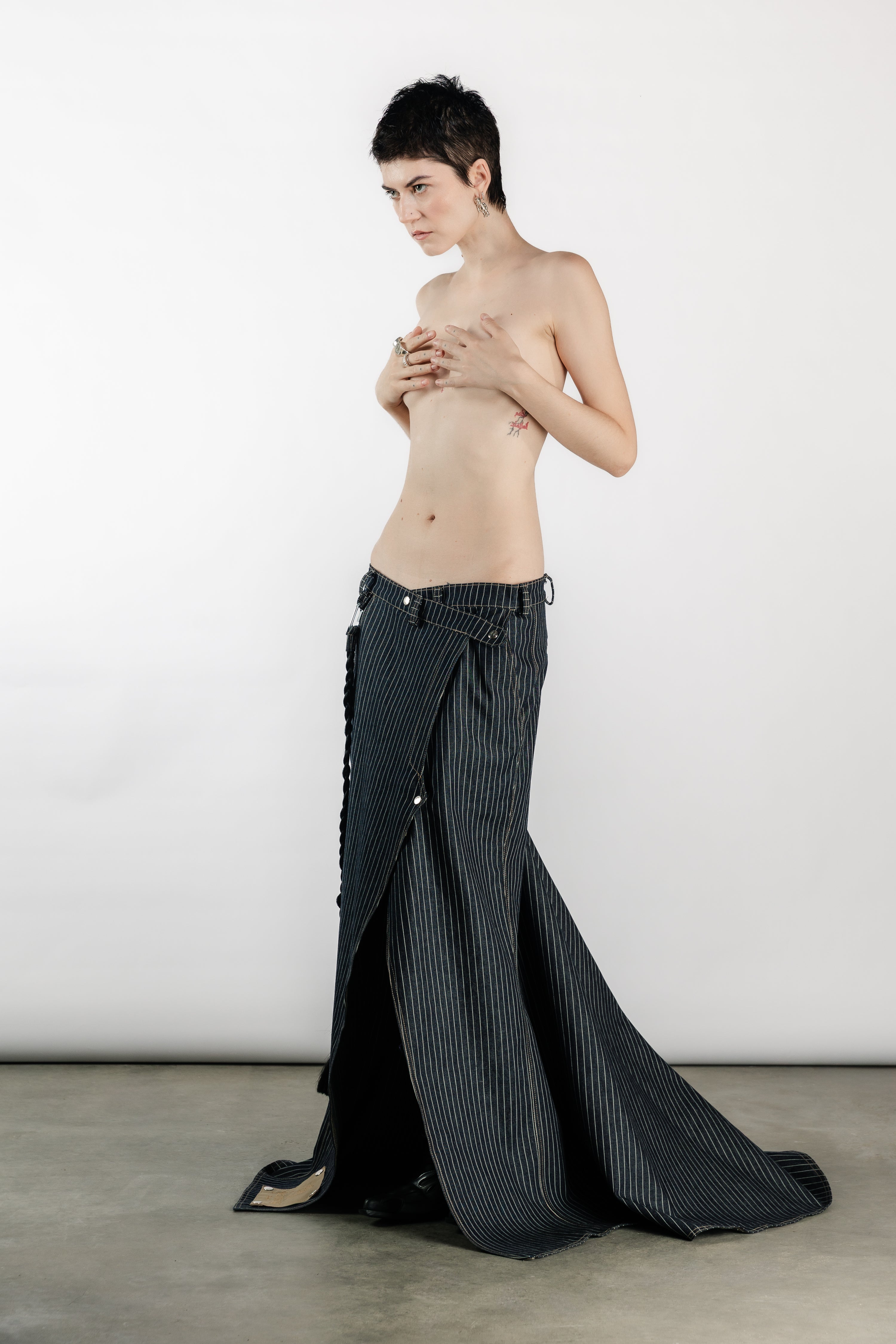 Tearless Pinstripe Denim Mermaid Skirt