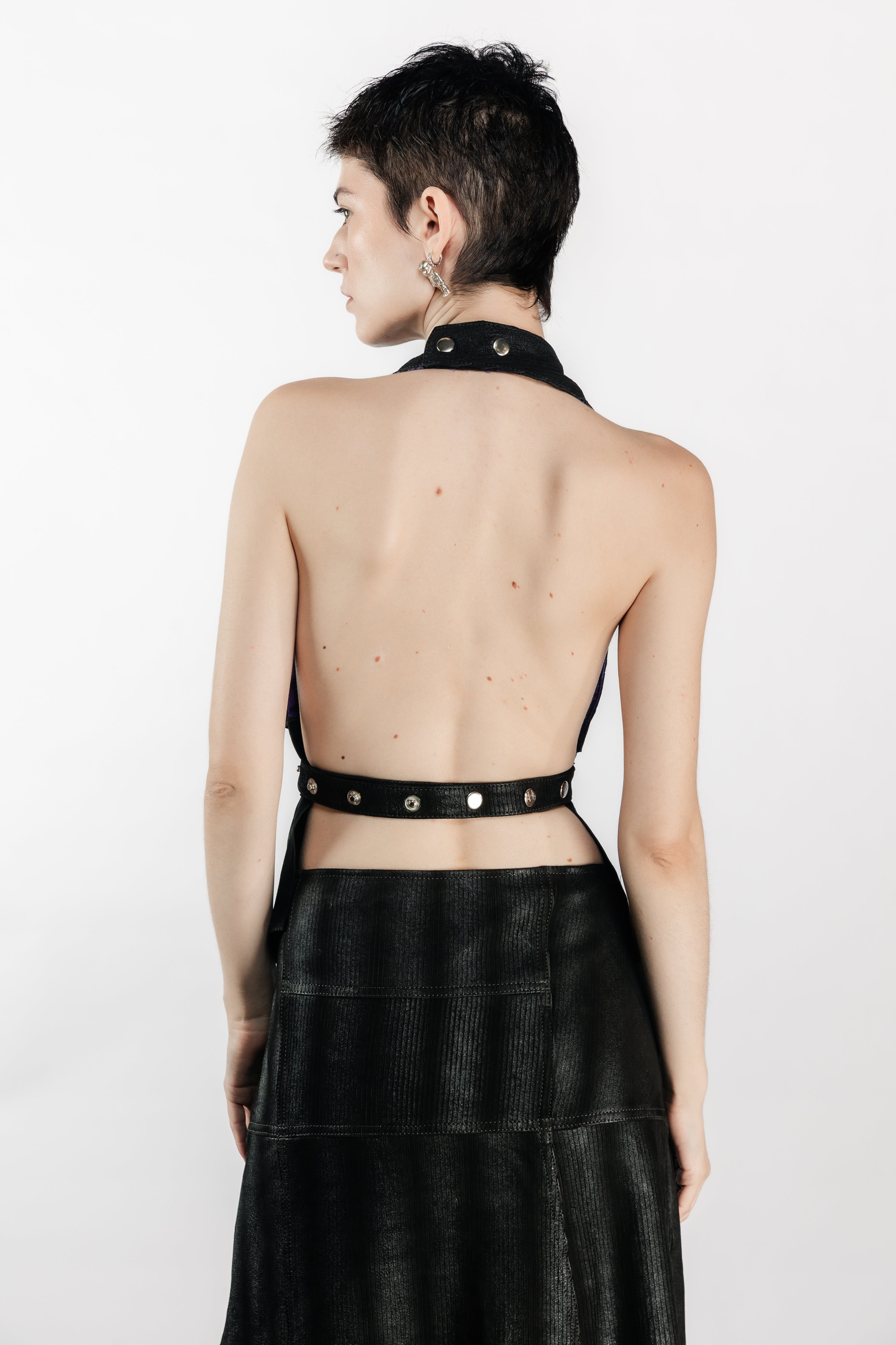 Tearless Lamb Leather Halter Top