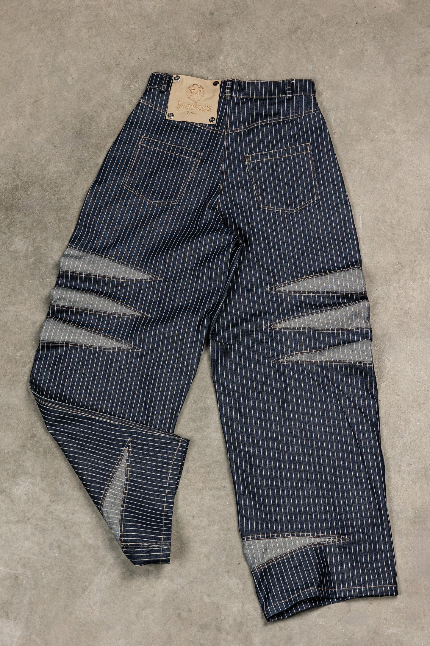 Tearless Pinstripe Denim Barrel Jeans