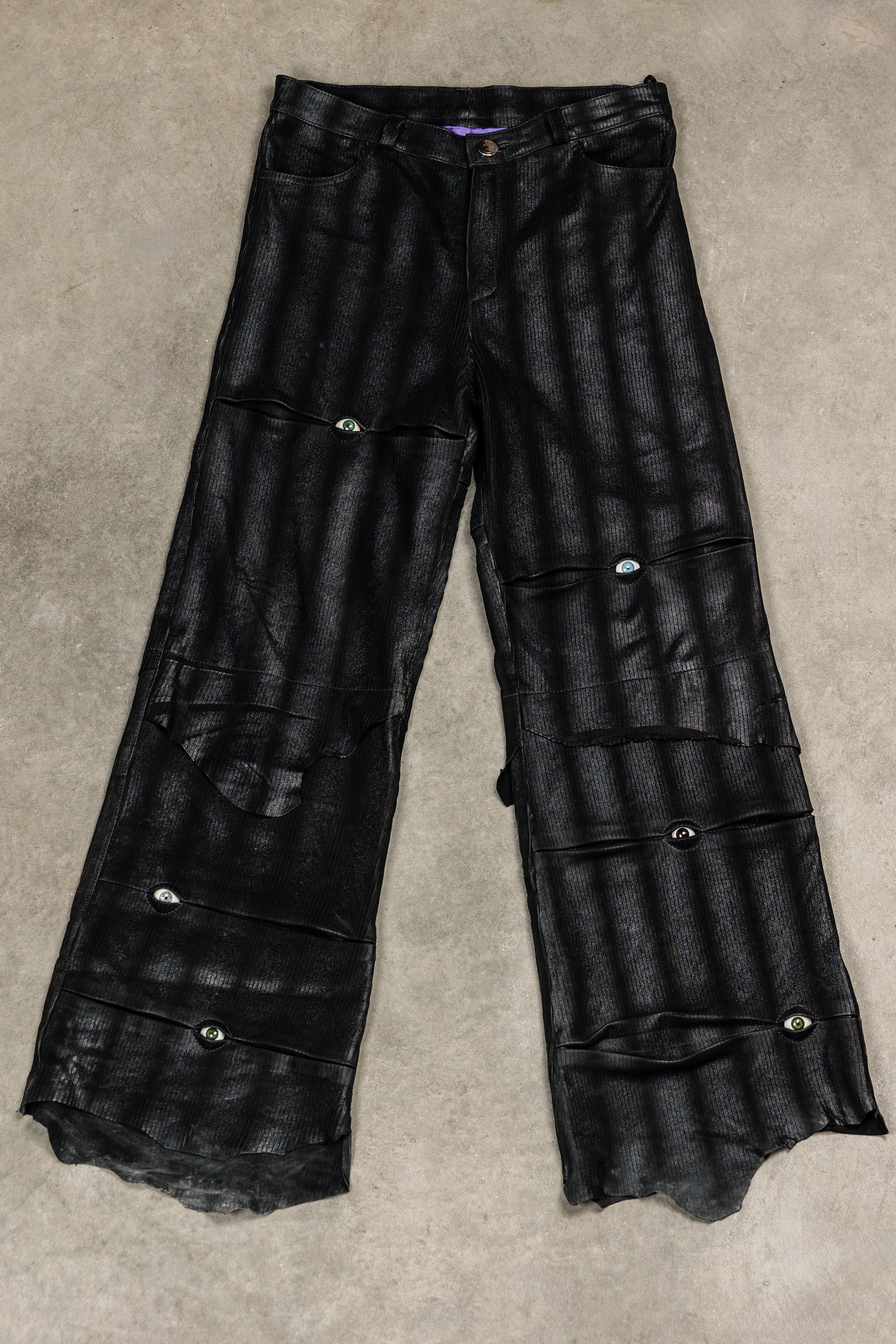 Tearless Black Lamb Leather Eye Trousers
