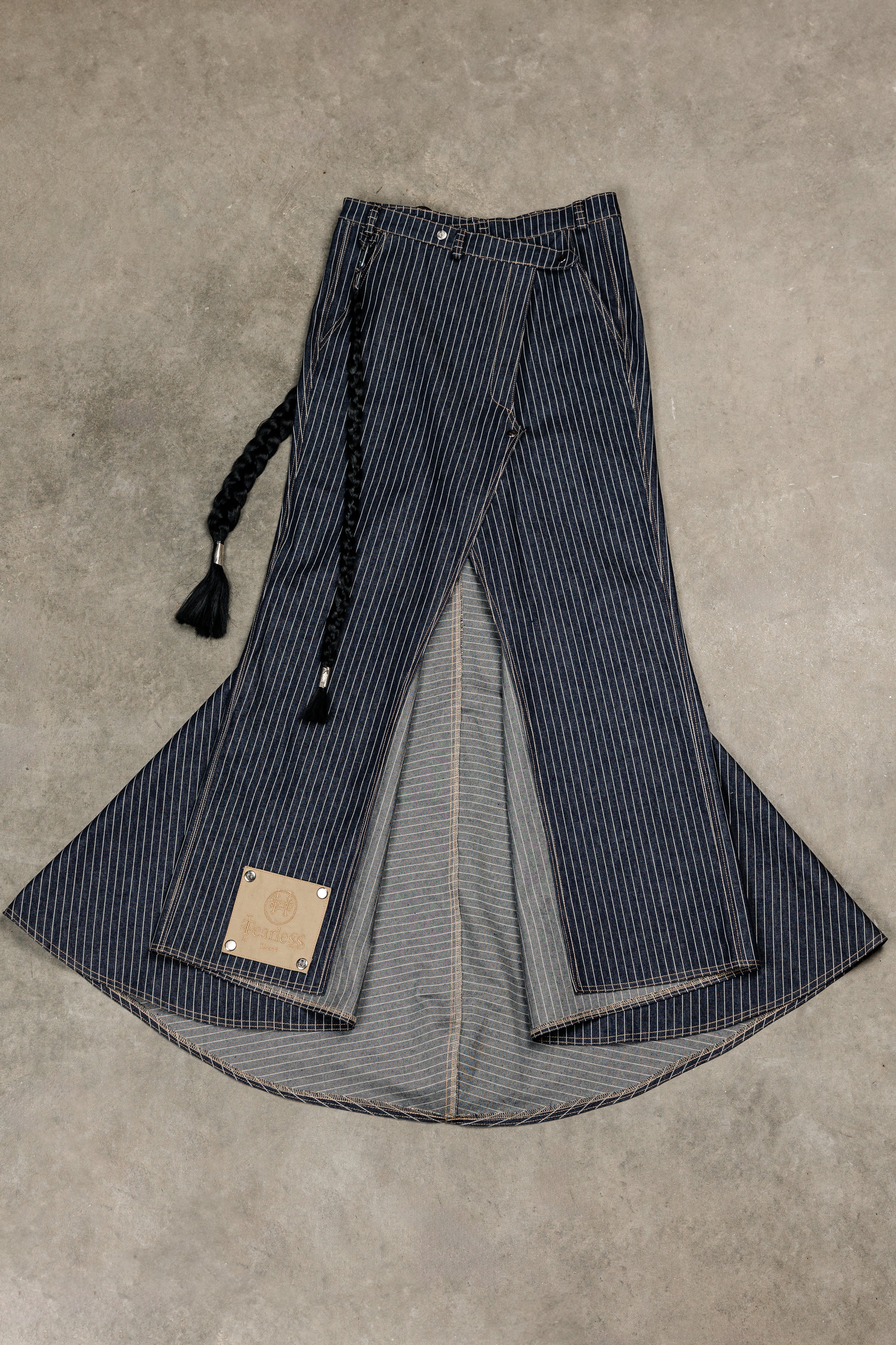 Tearless Pinstripe Denim Mermaid Skirt