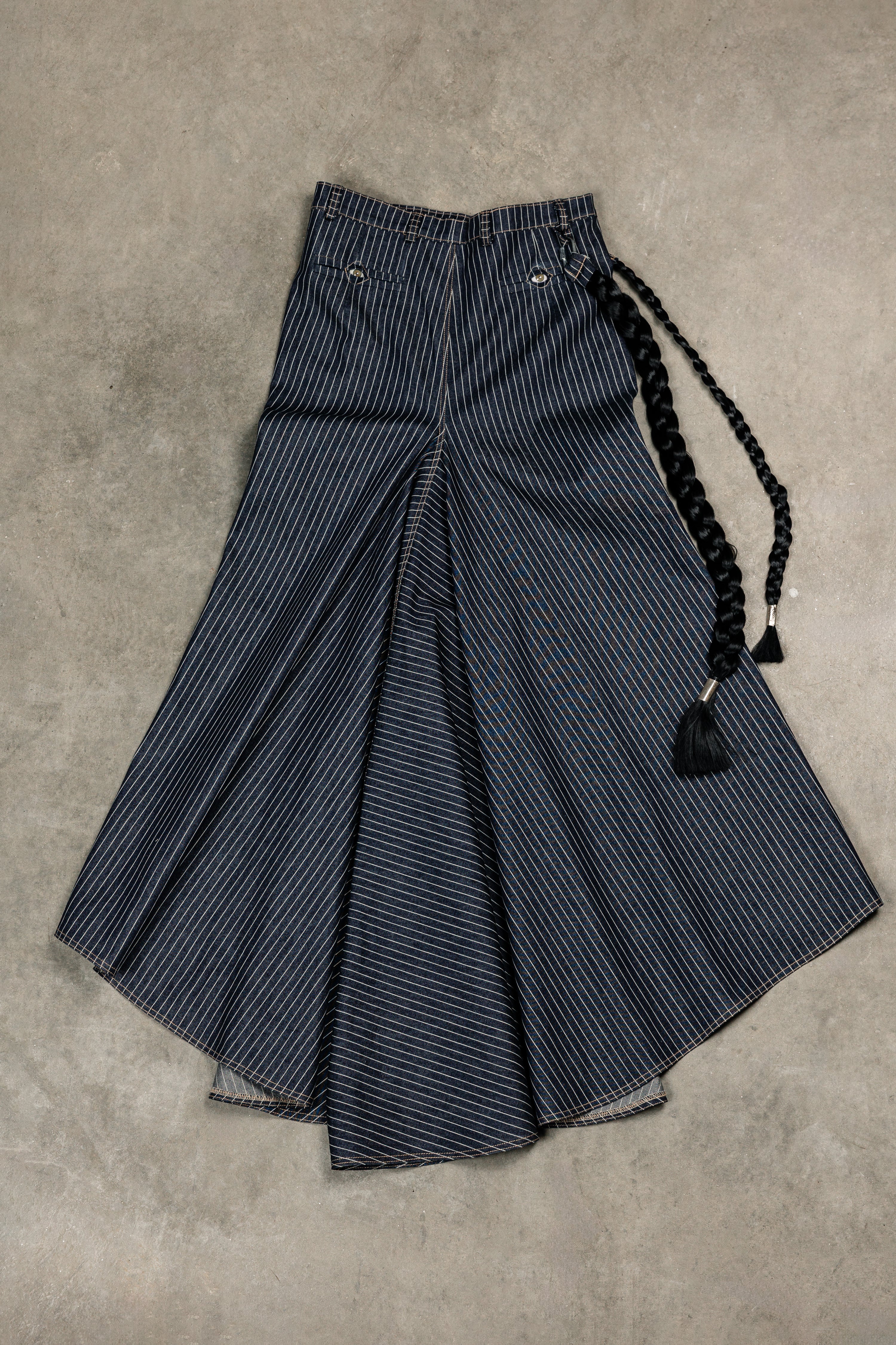 Tearless Pinstripe Denim Mermaid Skirt